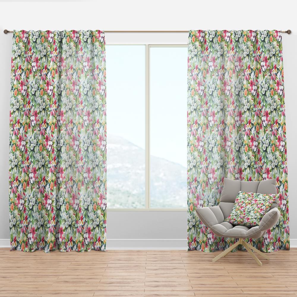 Designart CTN17564-52-108 108-Inches Green Floral Room darkening Thermal lined Rod pocket Single curtain panel