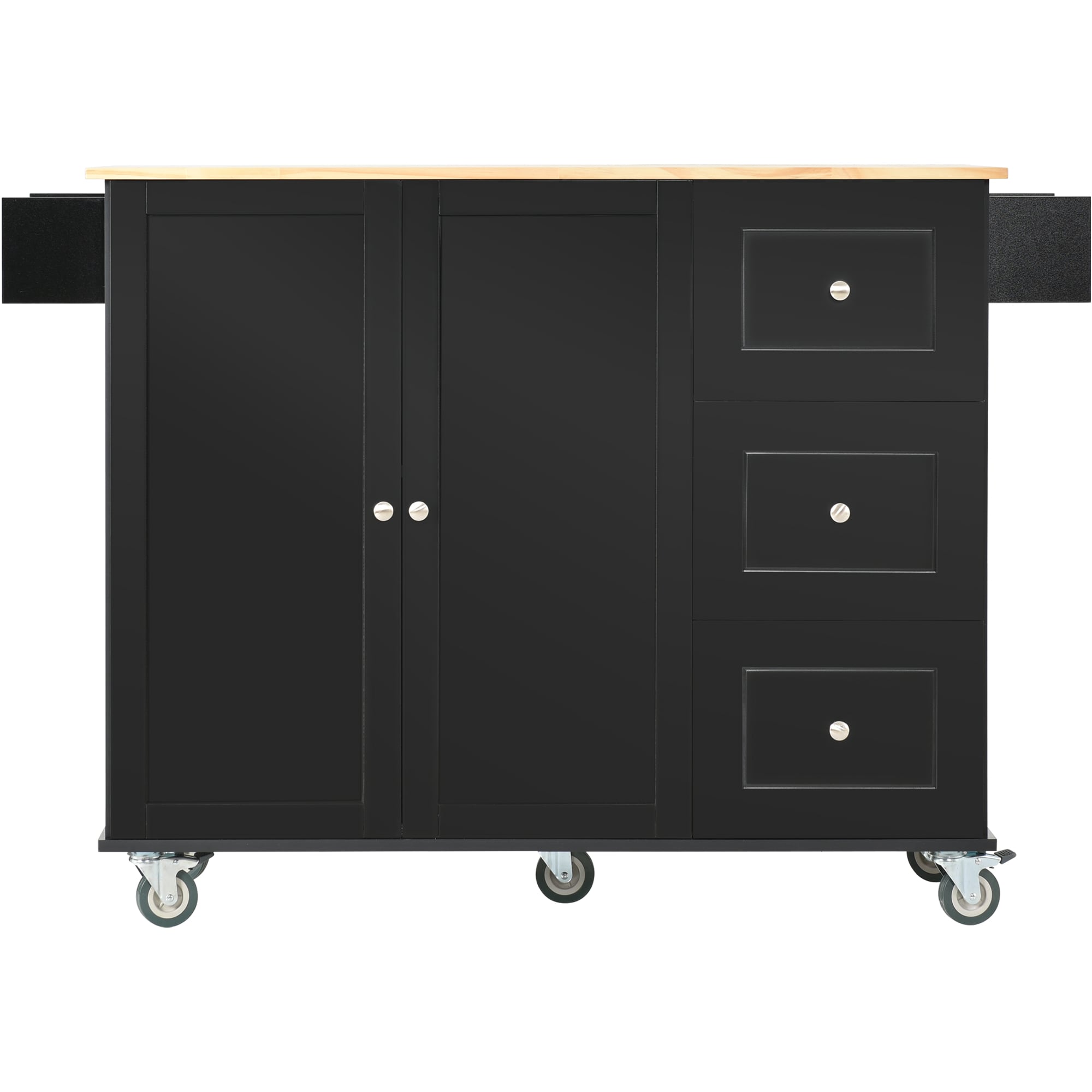 Nestfair Black Wood Base with MDF Wood Top Rolling Kitchen Island ( 29.5-in x 52.8-in x 36.8-in )