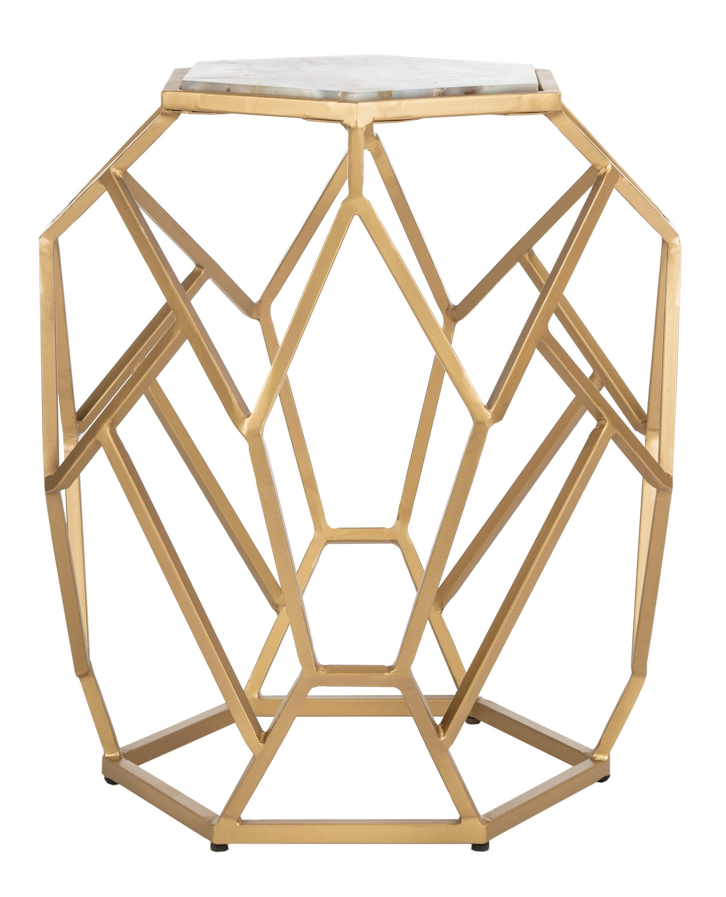Safavieh ACC3700A Ava 19.5-in W x 22.5-in H Multi/Gold Stone Hexagon Glam End Table