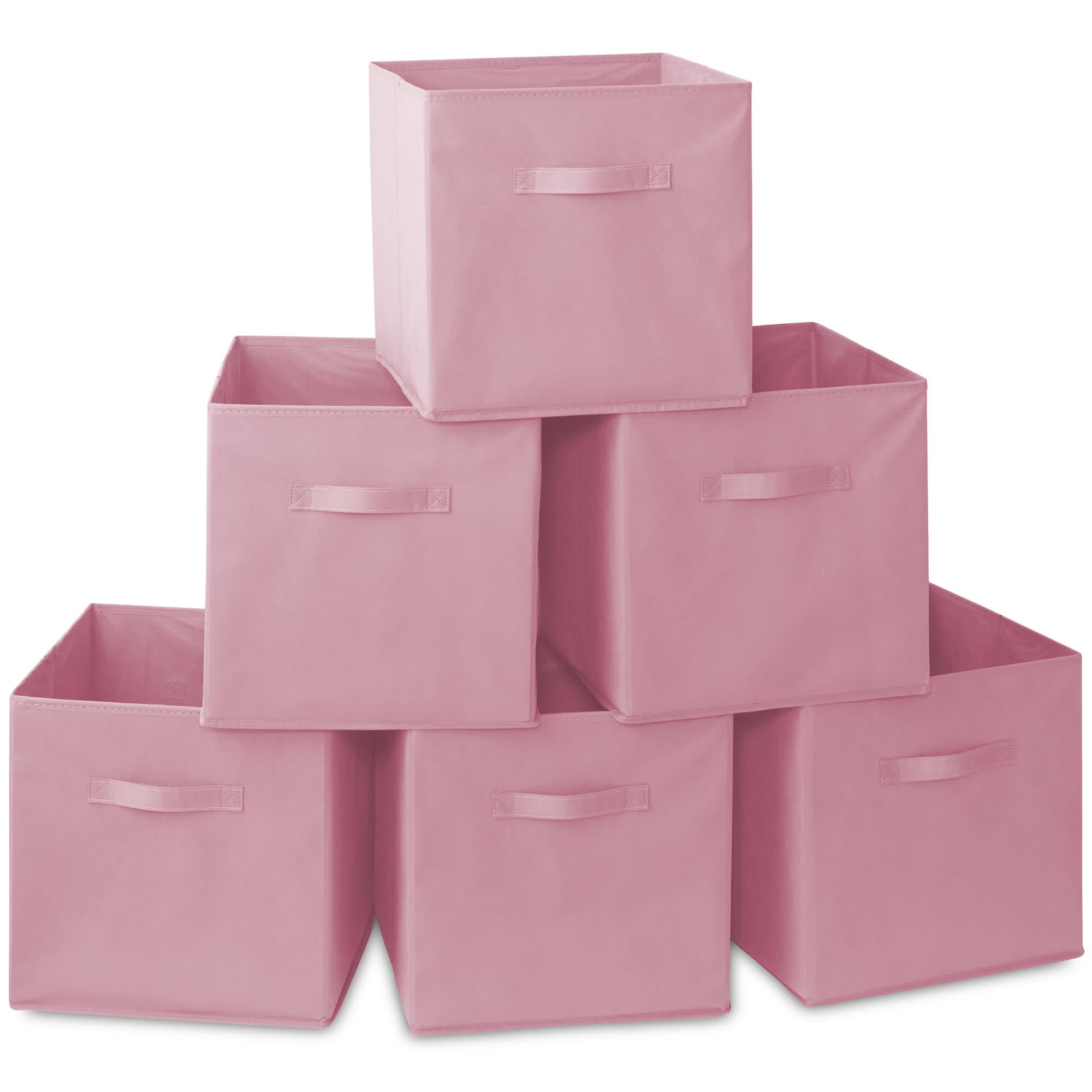 Casafield HOM-STO-13CC-PINK (Set of 6) Collapsible Fabric Cubes - 13-in Storage Bins - Pink
