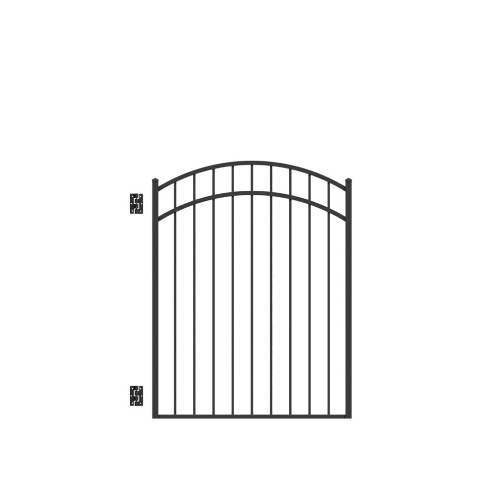 Freedom 73009468 New Haven 4-1/2-ft H x 4-ft W Black Aluminum Decorative Walk-thru Spaced picket Fence gate