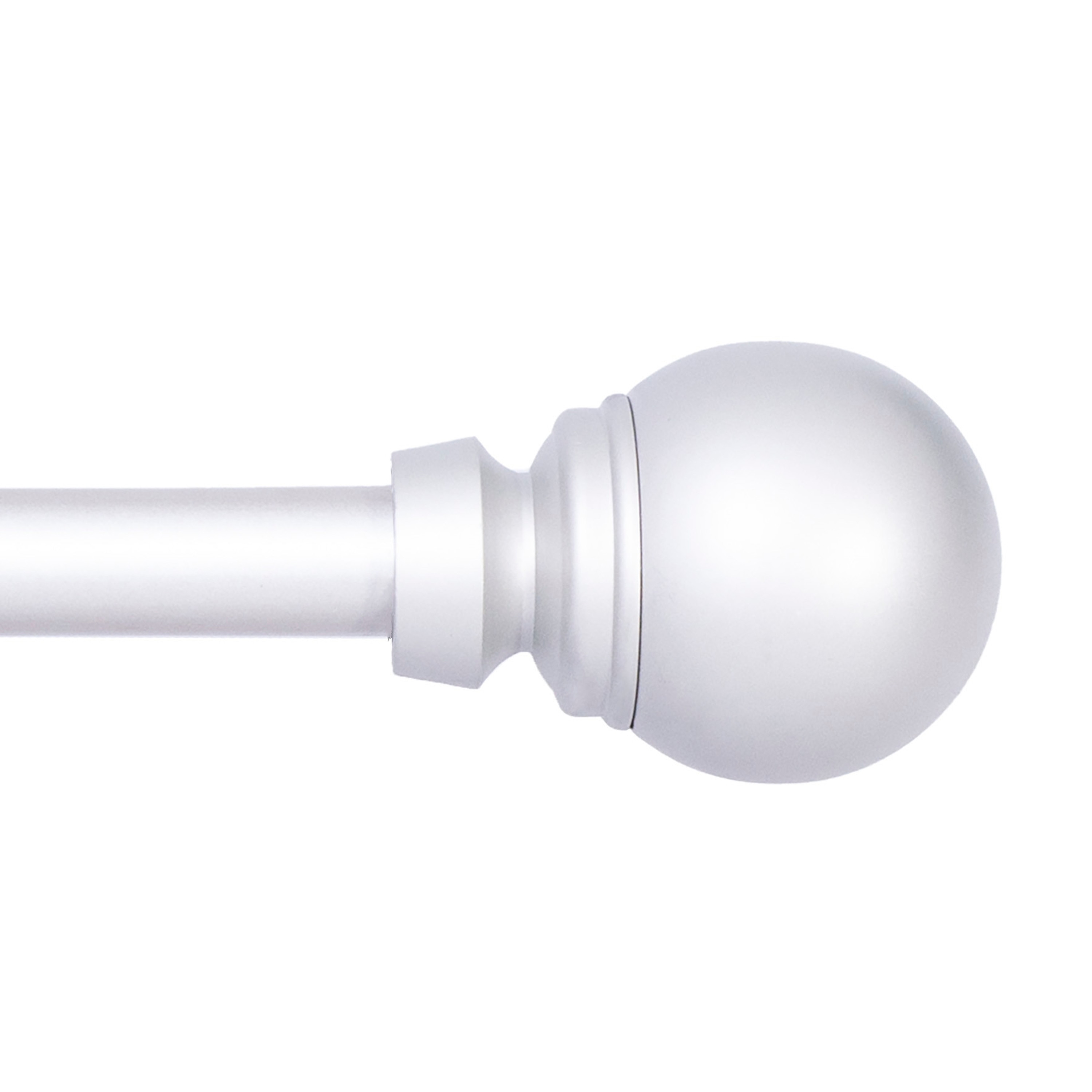 Kenney KN71831US Mae 48-in to 86-in Satin Nickel Steel Single curtain rod with Finials