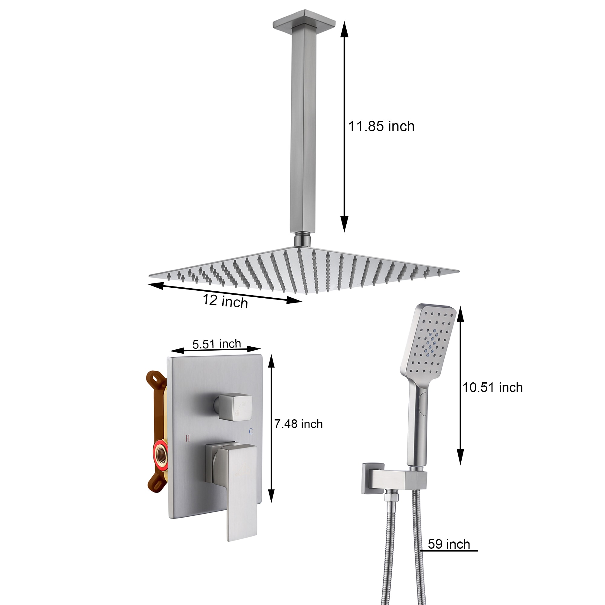 CASAINC MCS682-12MB Showerhead-Bar-Panels - View #4