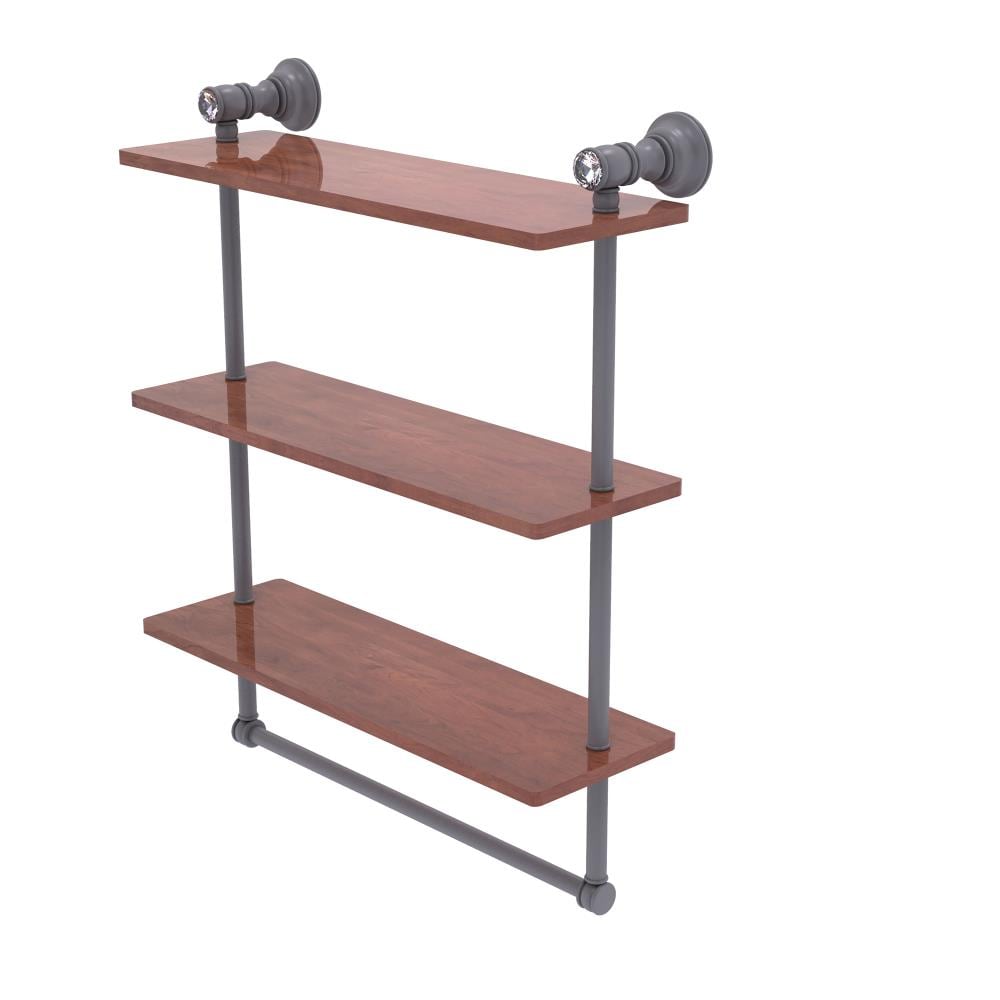 Allied Brass CC-5-16-TB-IRW-GYM Carolina Crystal Matte Gray 3 -Tier Wall mount Bathroom Shelf ( 16-in x 19.7-in x 5-in )