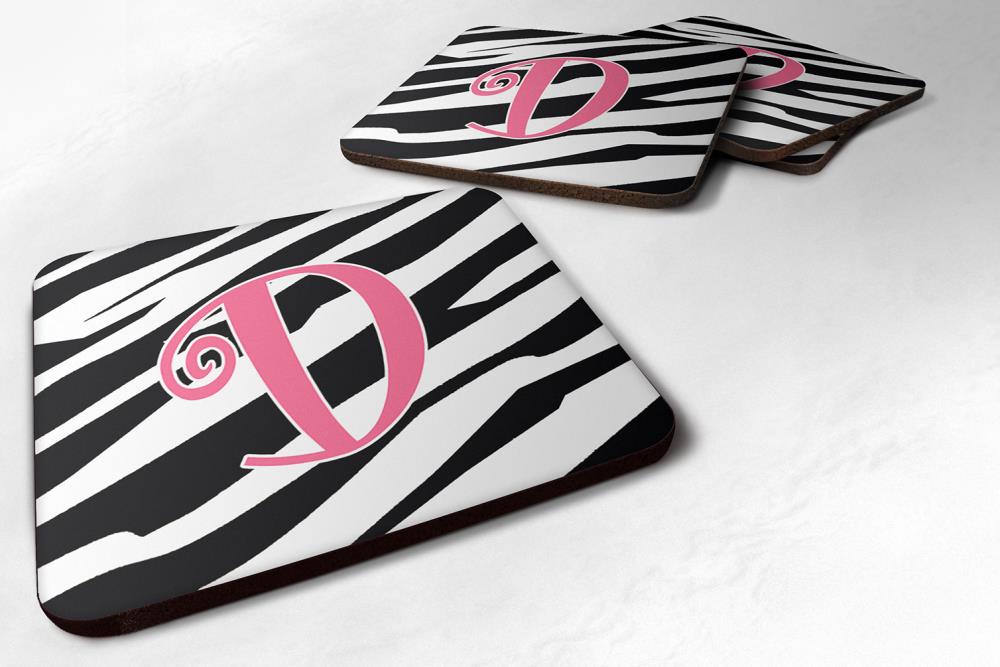 Caroline's Treasures CJ1037-DFC Zebra Stripe and Pink Poly Square Coaster(s)
