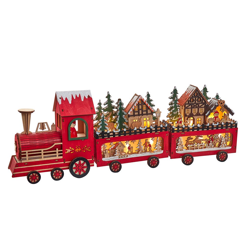 Kurt S. Adler 22.24-Inch Battery Operated LED Lighted Truck With Santa and Home Scene Table Piece