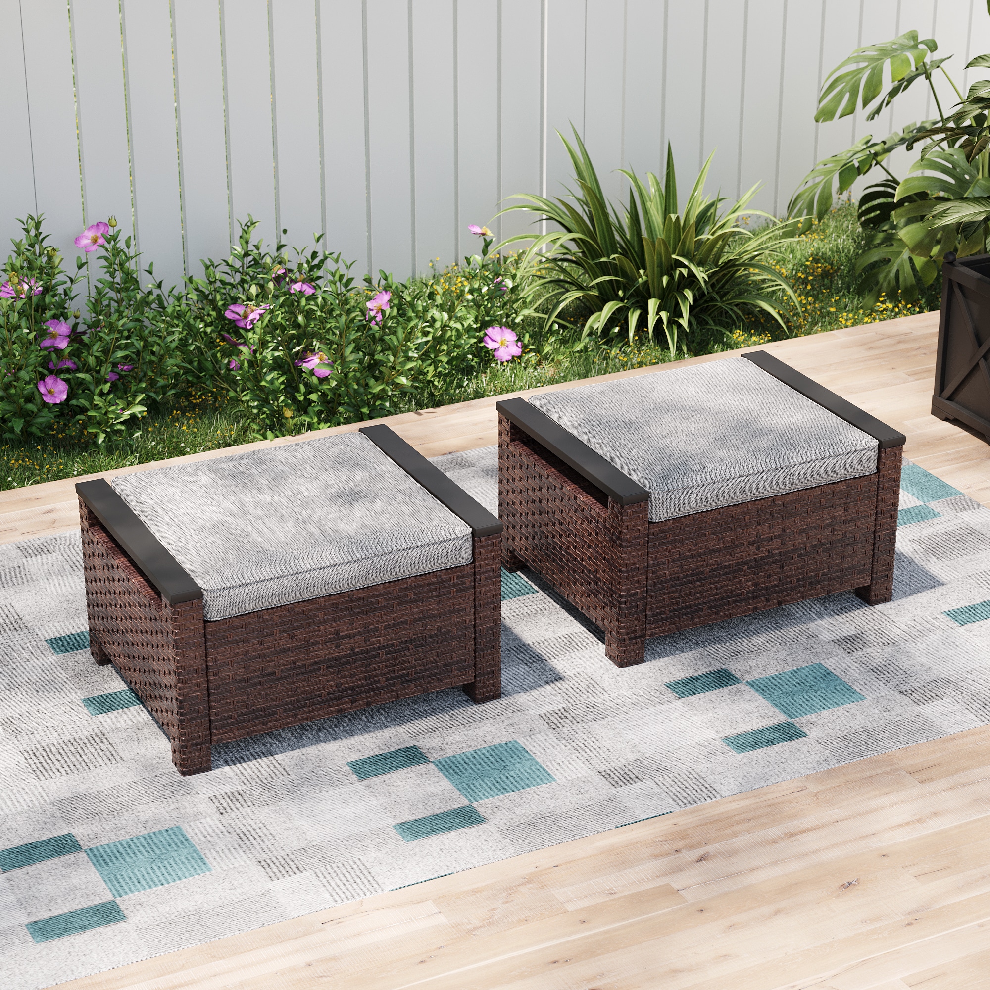 ACEGOSES LW-PS-126-22BLY Skytop 2 -Piece Wicker Patio Conversation Set with Gray Cushions
