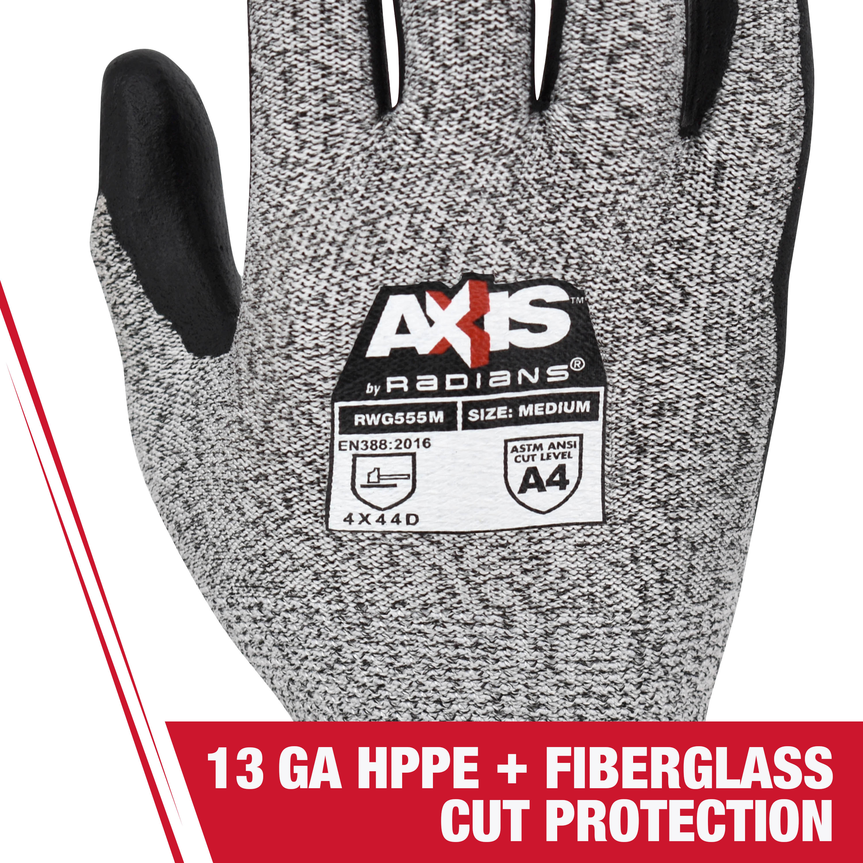 GRX Mens Cut HPPE Nitrile Dipped Construction Gloves, Large | GRXCUT733LHIB