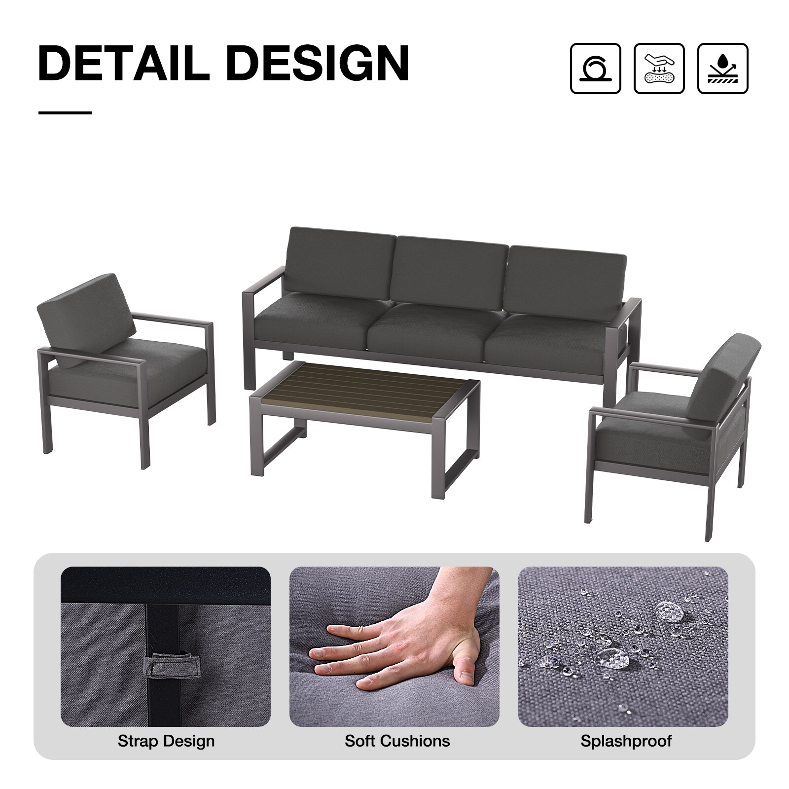 GARSING BOLOGNA SET-DK GREY Patio-Conversation-Sets - View #5