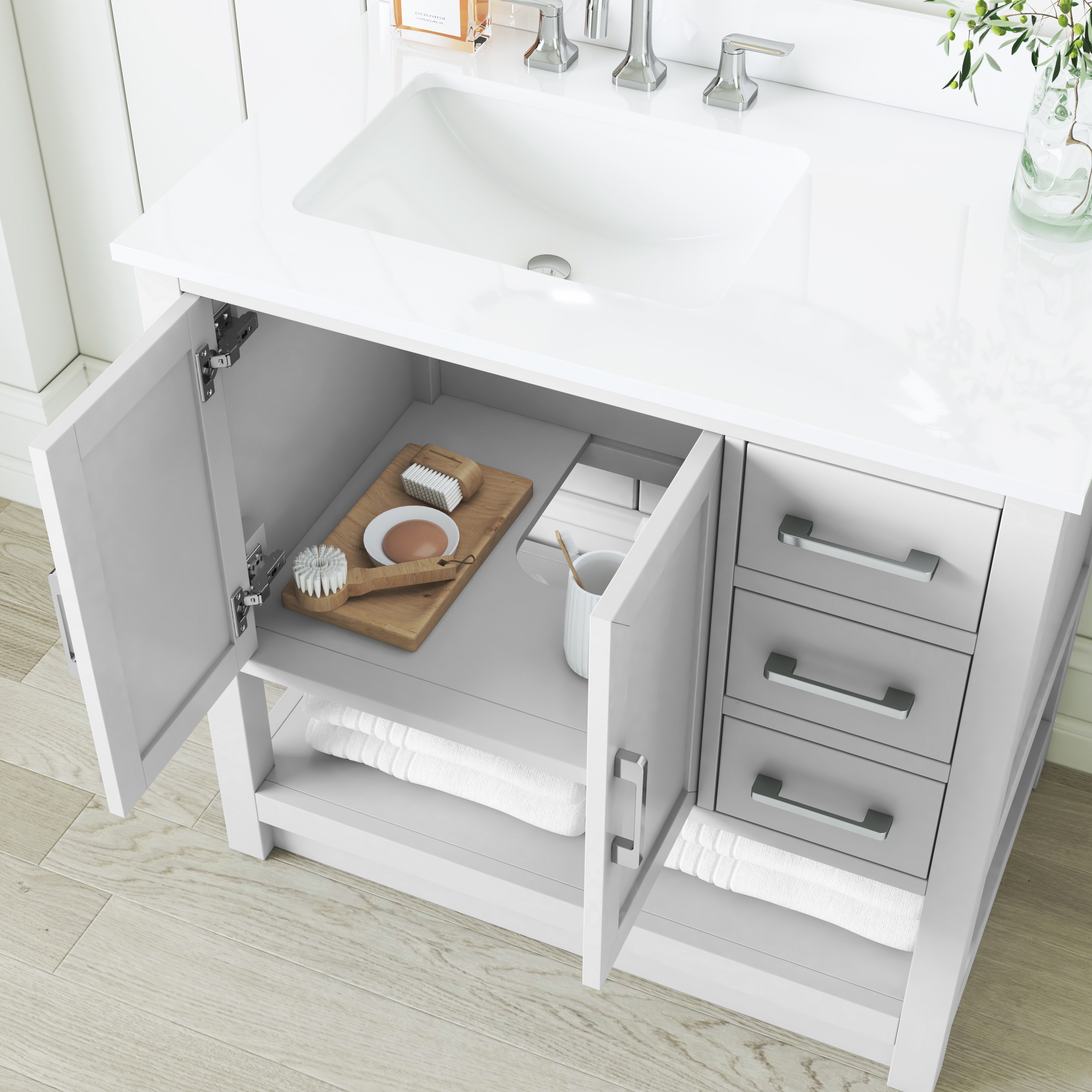 allen + roth L22090-VS36-WT Bath-Vanity-Combo - View #3