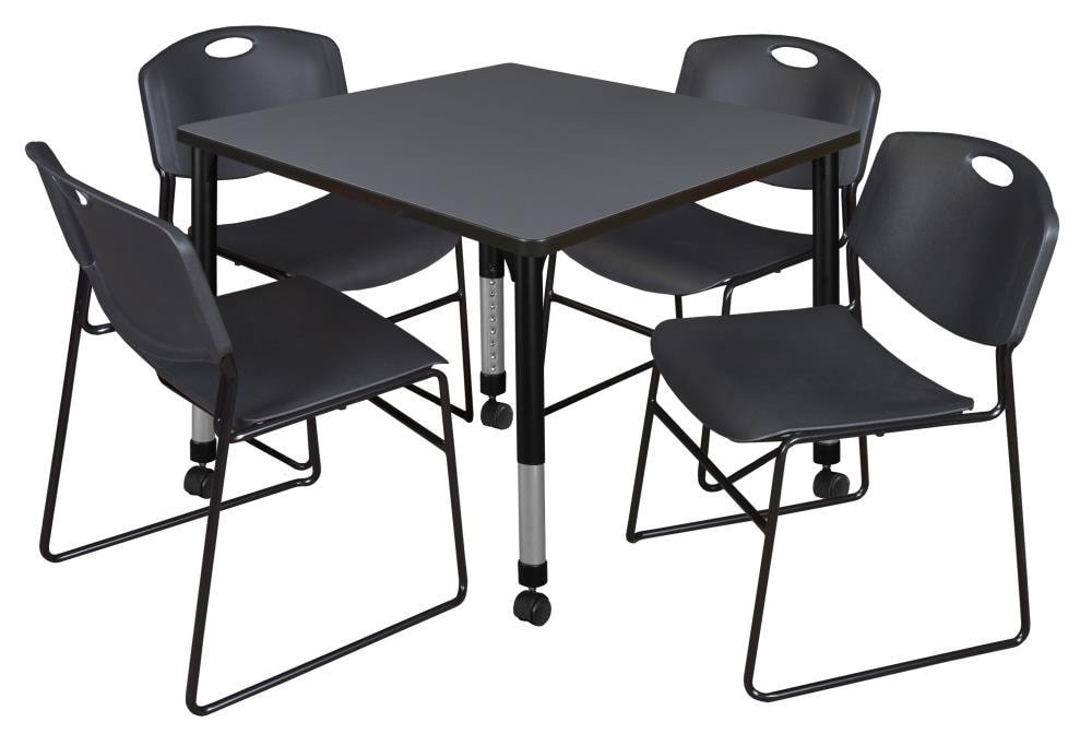 Regency TB4242GYAPCBK44BK Classroom Tables Gray 4-Person Training Table (42-in W x 34-in H)