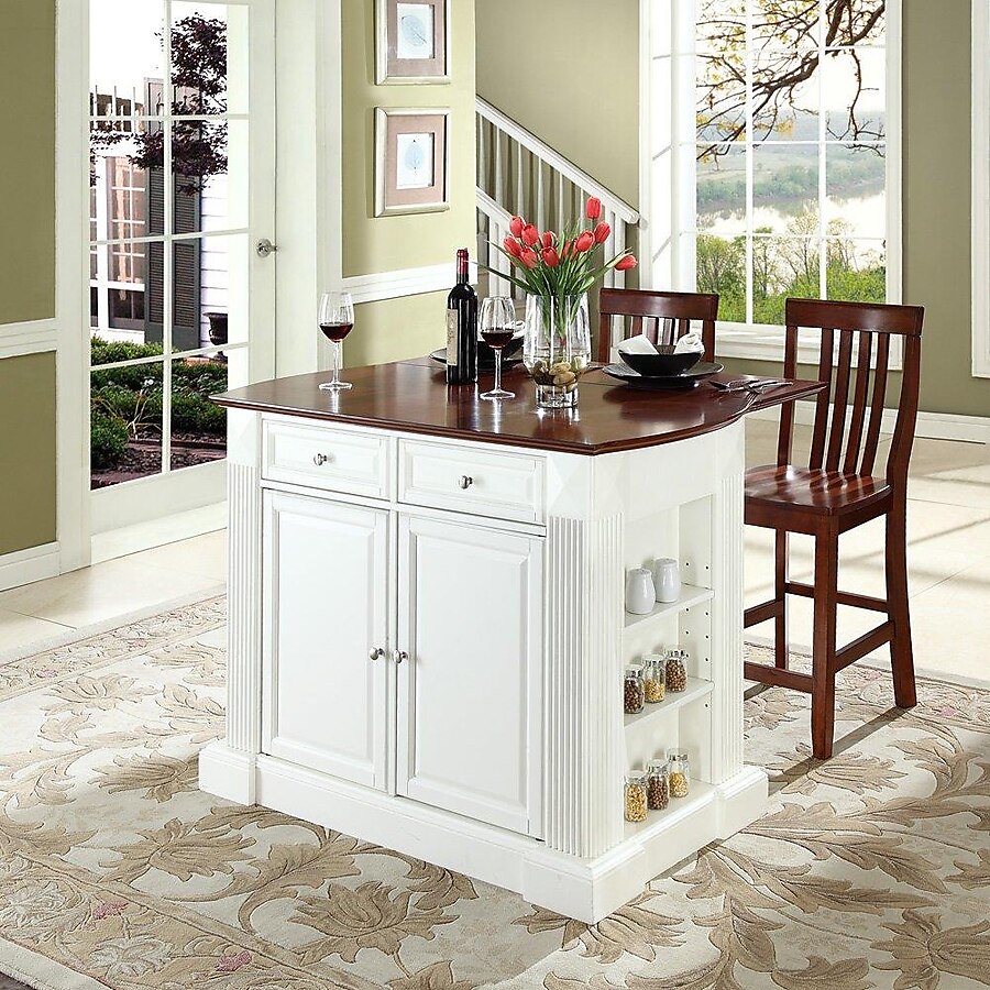 Crosley Furniture White Composite Base with Composite Wood Top Kitchen Island (35-in x 48-in x 36-in) Crosley Furniture White Composite Base with Composite Wood Top Kitchen Island (35-in x 48-in x 36-in)