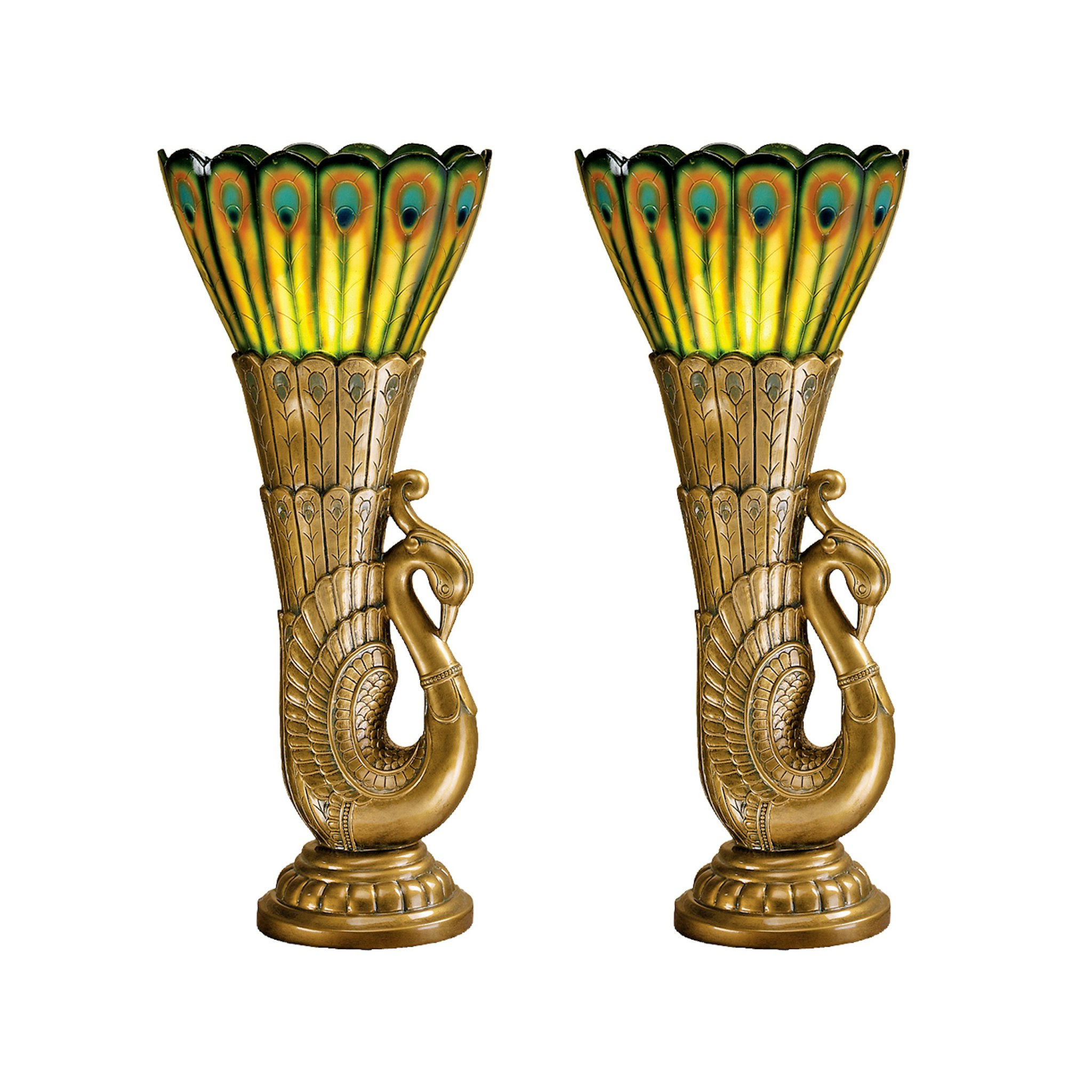 Design Toscano KY97487 28.5-in Gold Uplight Table Lamp with Plastic Shade (Set of 2)