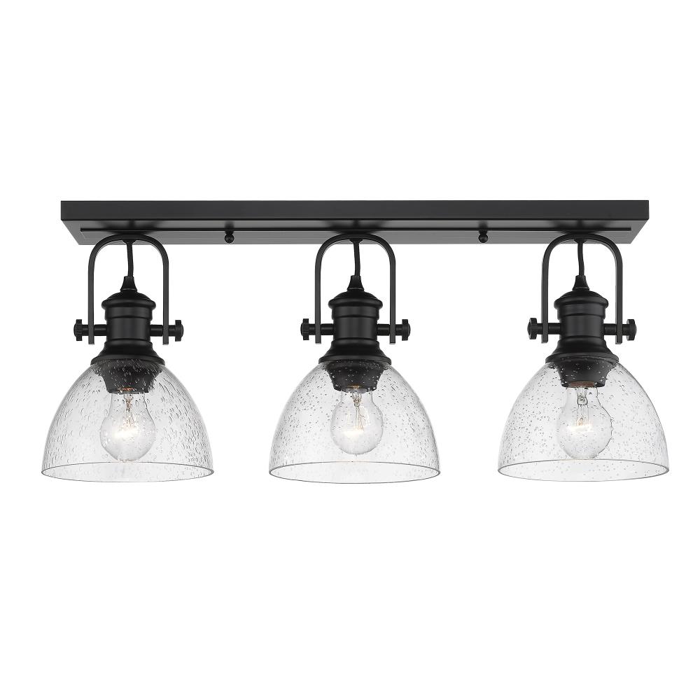 Golden Lighting 3118-3SF BLK-SD Hines 3 -Light 25.125-in Black Semi Flush Mount Light
