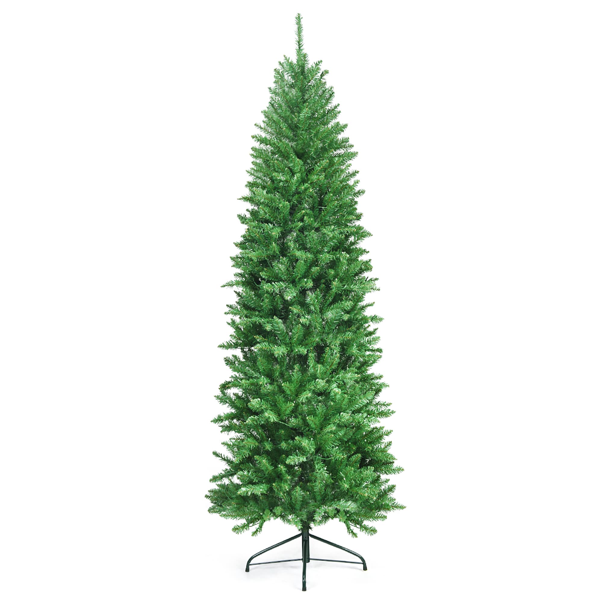 Goplus LWS00821 7-Feet Pre-lit Pencil Artificial Christmas Tree with Yellow LED Lights