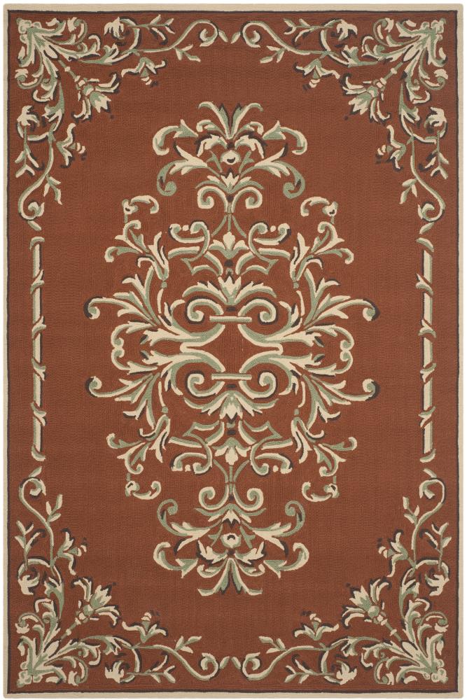 Safavieh EZC735B-6 Easy Care Thames 6 x 9 (ft) Loomed Polypropylene Rust/Multi Rectangular Indoor Floral/Botanical Farmhouse/Cottage Area rug