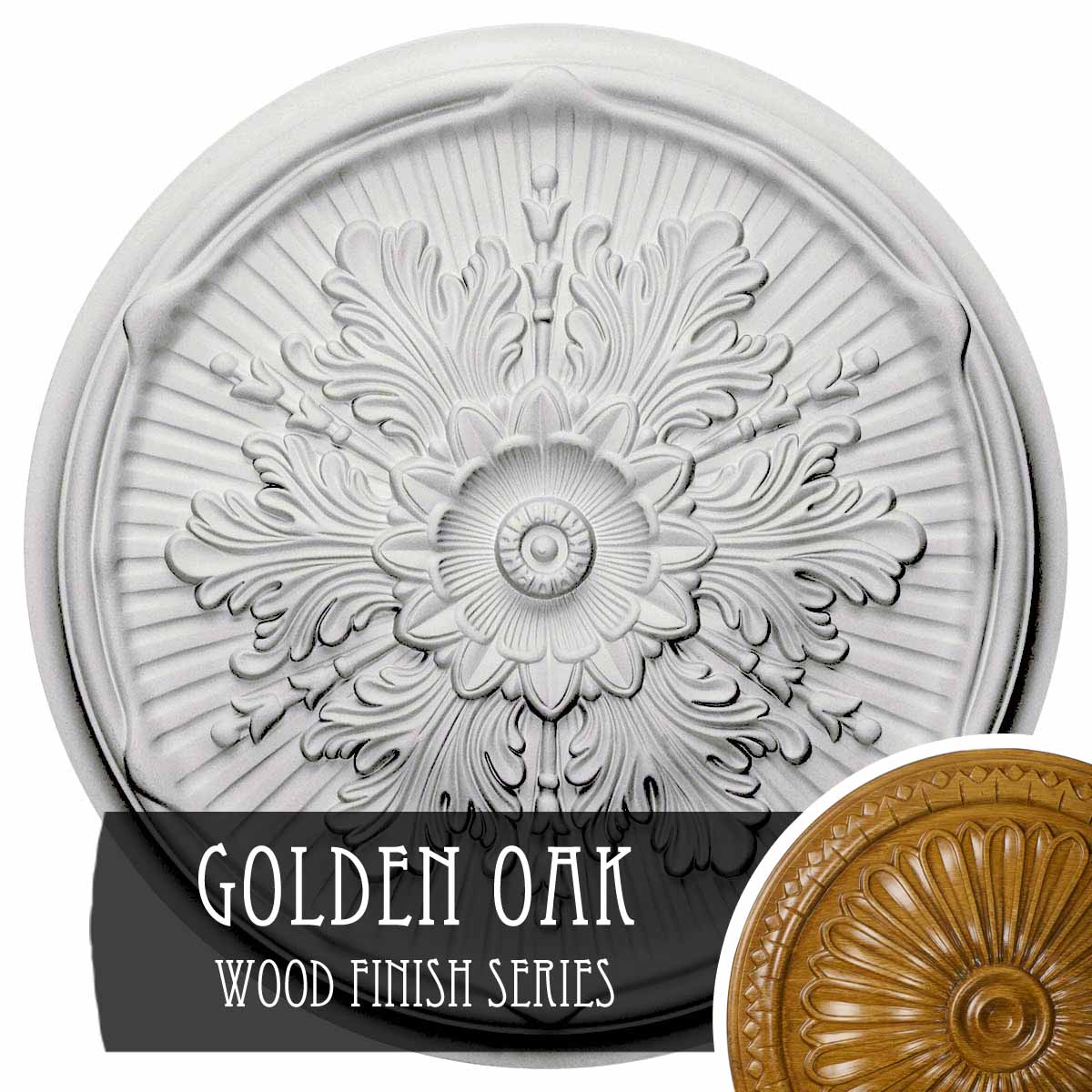 Ekena Millwork CM21LUGOS Luton 21-in W x 21-in L Golden Oak Polyurethane Ceiling Medallion