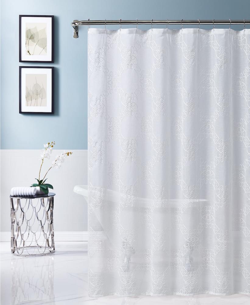 Dainty Home Isabella shower curtain 72-in L White Solid Polyester ...