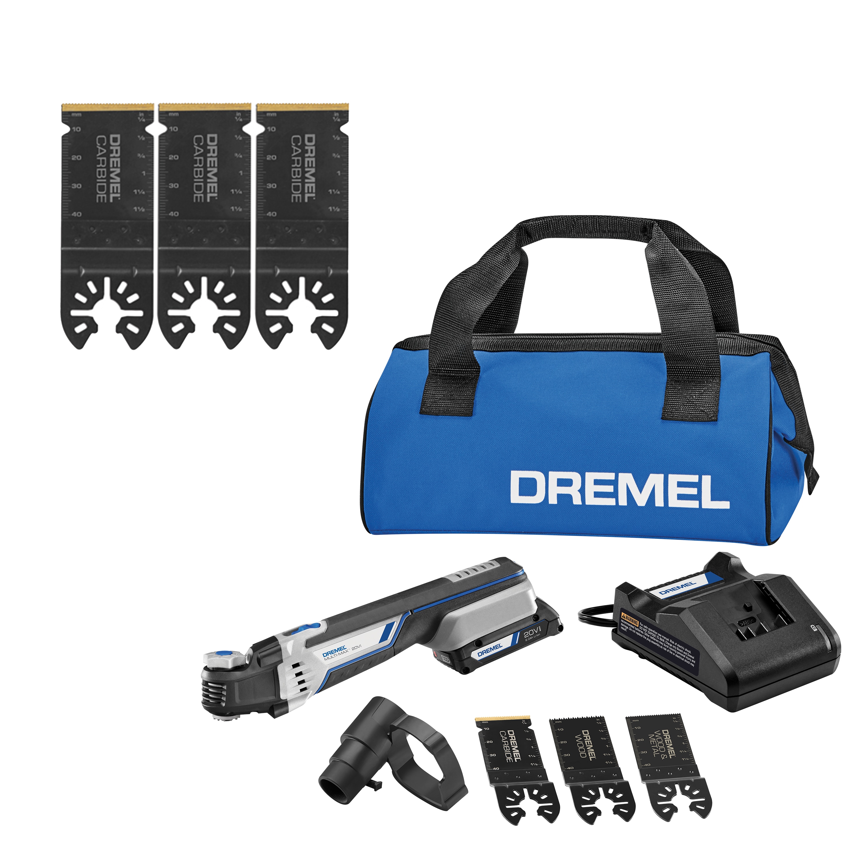 Dremel Multi-Max 20V Variable Speed Cordless Oscillating Multi-Tool Kit with 3 Blades + 3-Pack Carbide Blades
