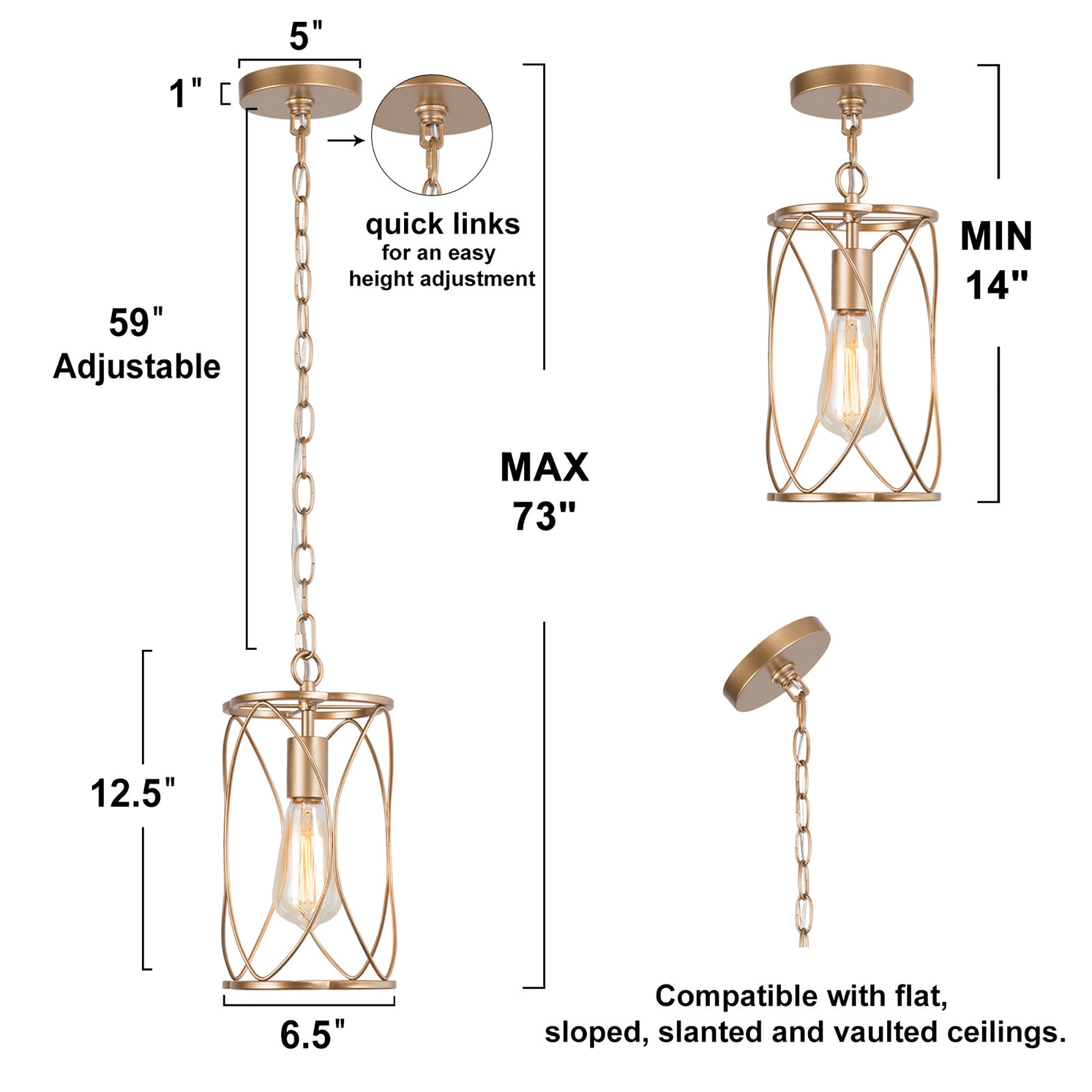 Uolfin Transitional Lantern Matte Gold Cage Modern/Contemporary ...