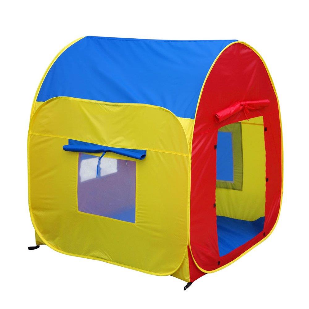 Gigatent My First House Kids Play Tent - Easy Set Up Pop-Up Design -  Roll-Up Doors - Mosquito Mesh Windows - 48x48x44 Inches
