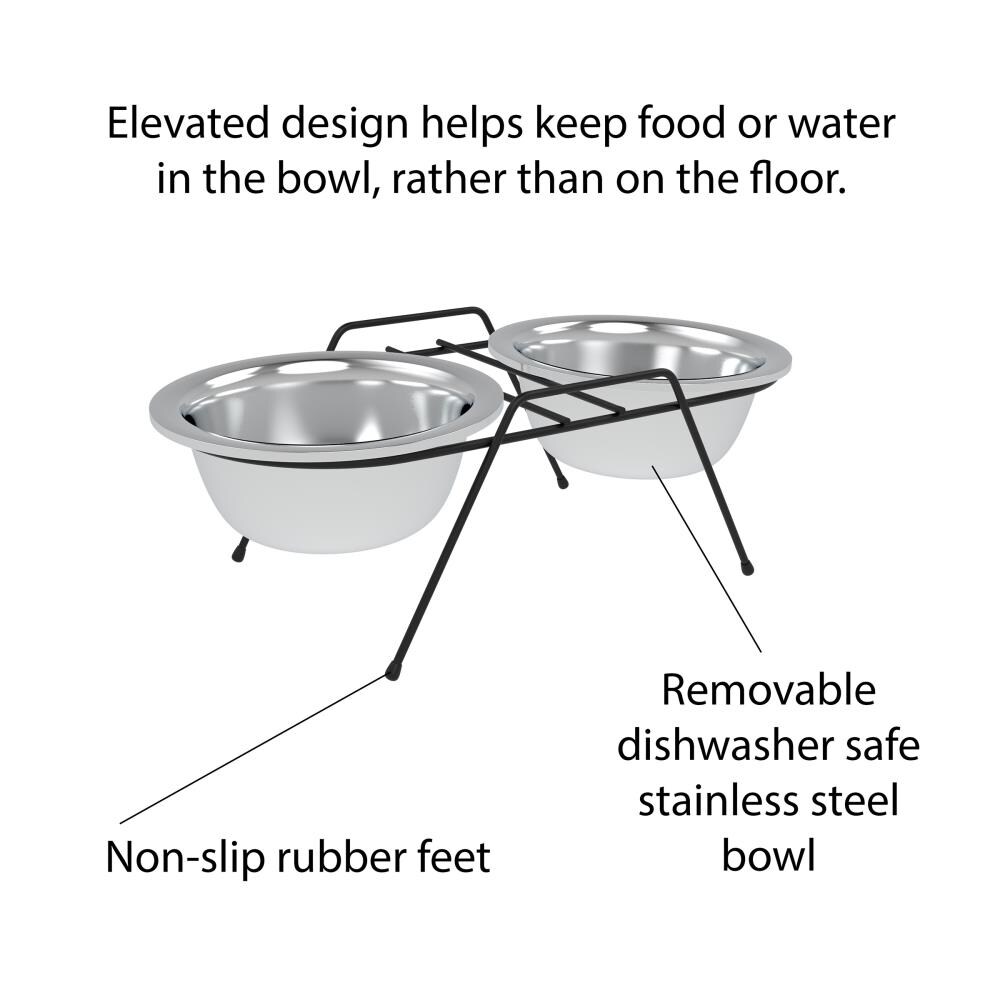 Pet Pal 40-oz Stainless Steel Dog/Cat Bowl(s) with Stand (2 Bowls) at