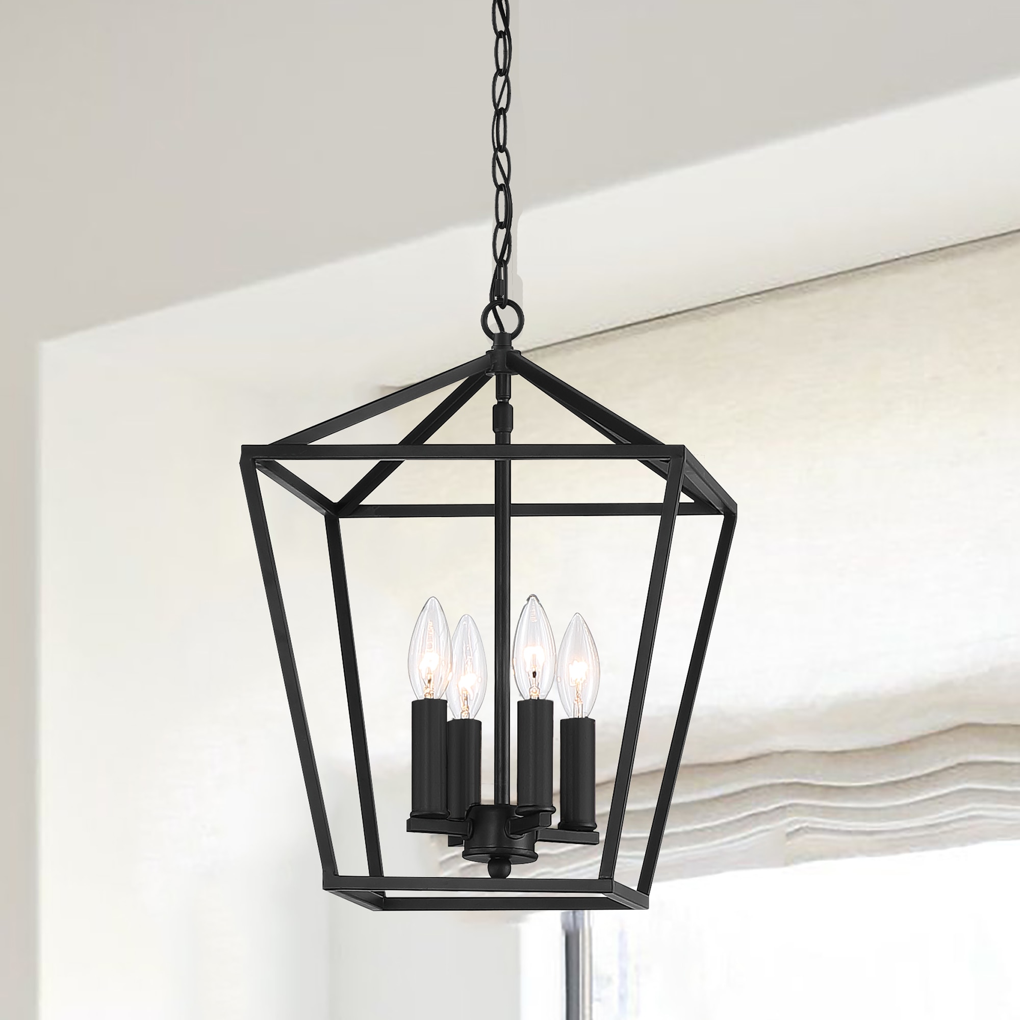 ACROMA 10524AZ Arlington 4 -Light Matte Black Farmhouse Bare bulb For Use in Bedrooms, Dining Rooms, Foyers, Kitchens, Living Rooms Chandelier