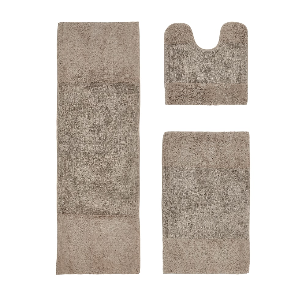 60-in x 20-in Sand Cotton Bath Rug in White | - Better Trends BAGD3PC202160SD