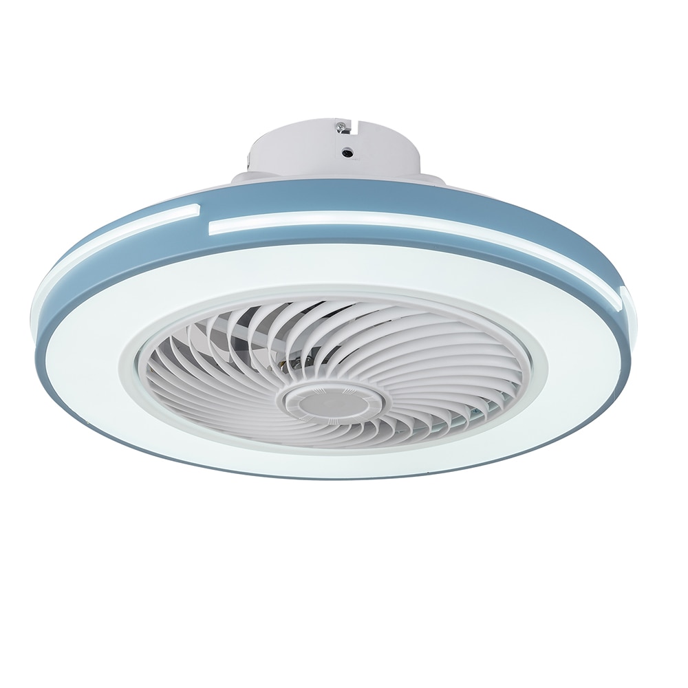 Oukaning HG-HCXLST-4163-US 20-Inches Marine Blue LED Light Strip with ABS Blades Color-Changing Integrated LED Fixture Indoor Flush mount Bladeless Ceiling Fan With Light and Remote ( 5 -Blade)