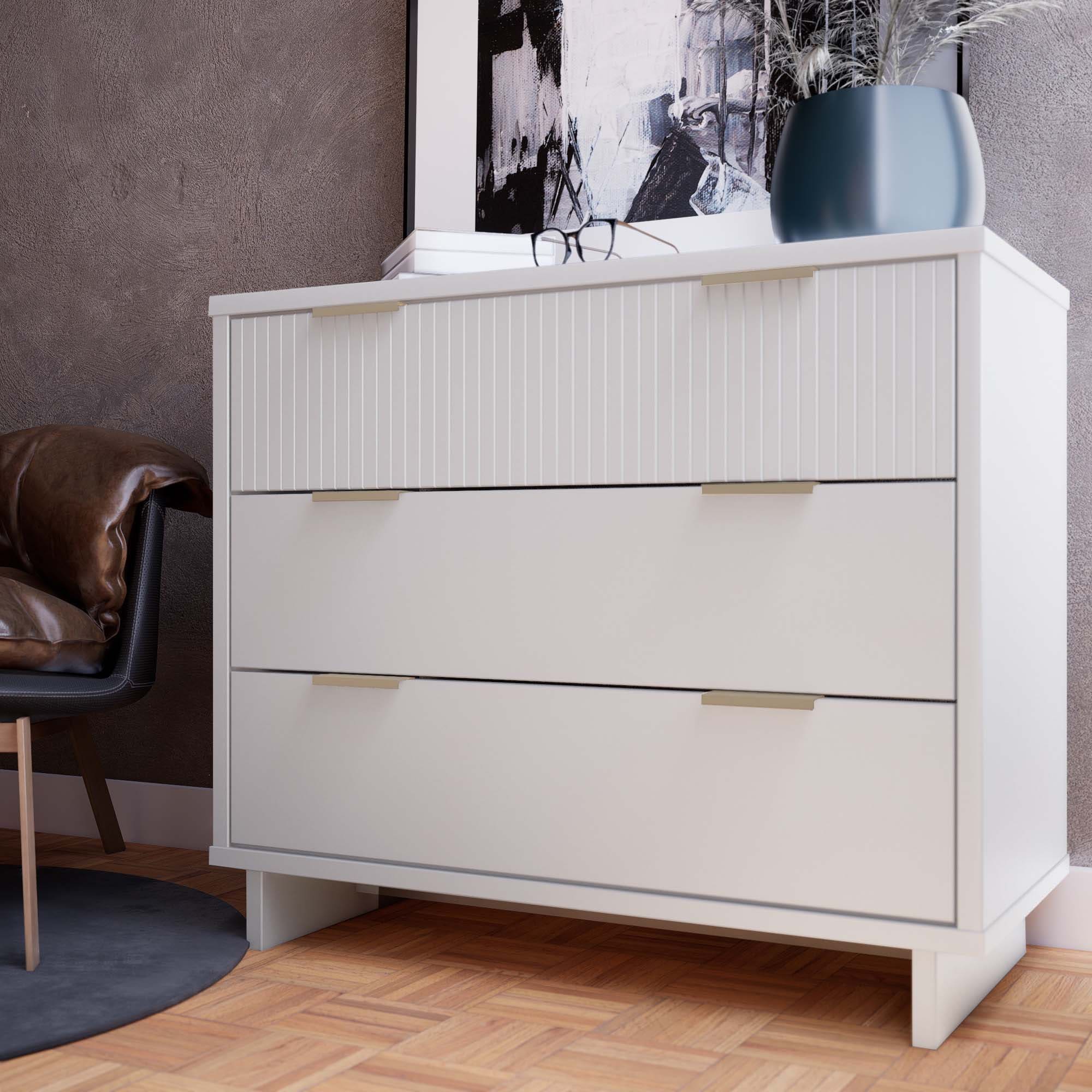 Manhattan Comfort DR-5011 White Pine 3 -Drawer Standard dresser