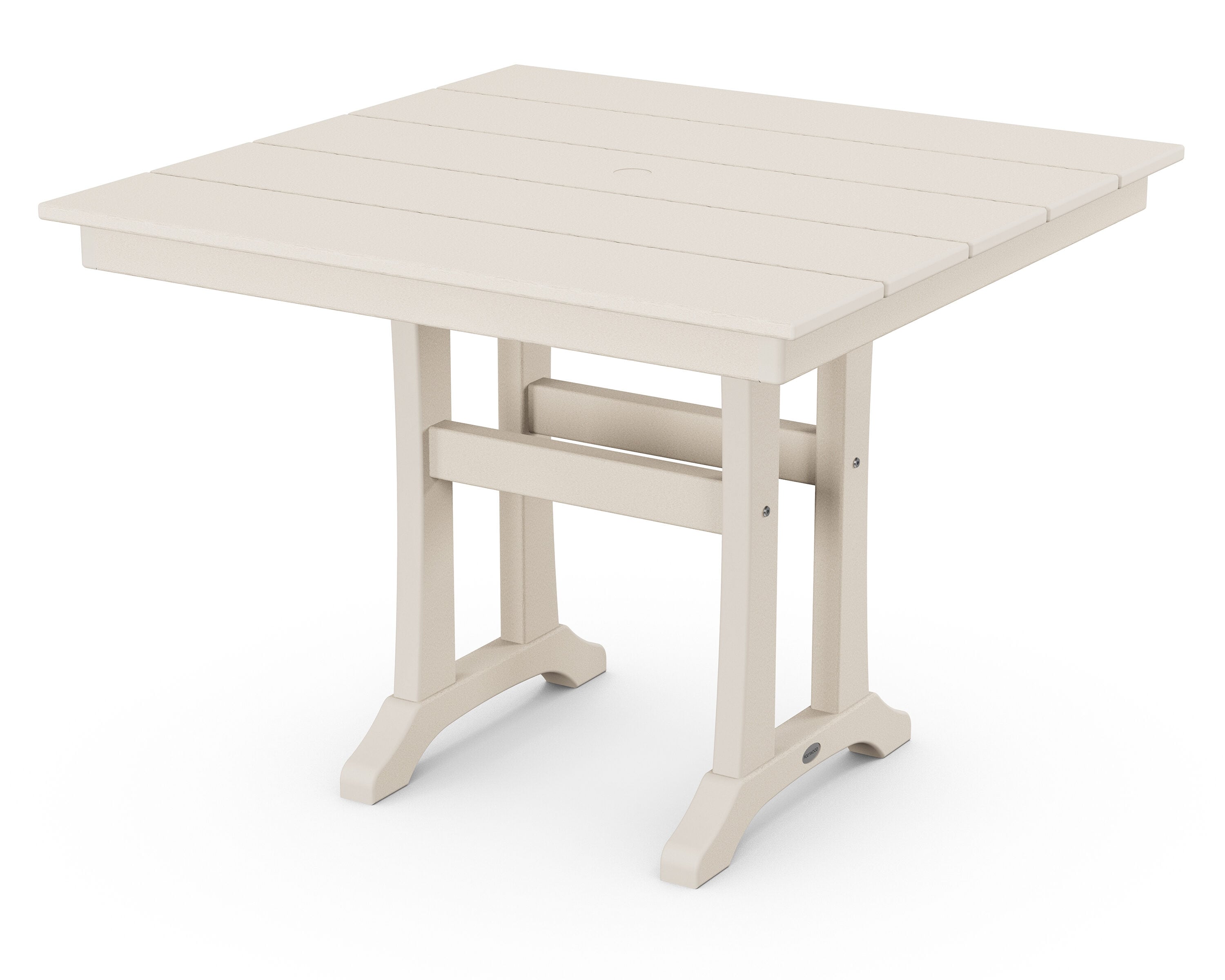 POLYWOOD PL81-T1L1SA Tables Square Outdoor Dining Table 37.5-in W x 37.5-in L with Umbrella Hole