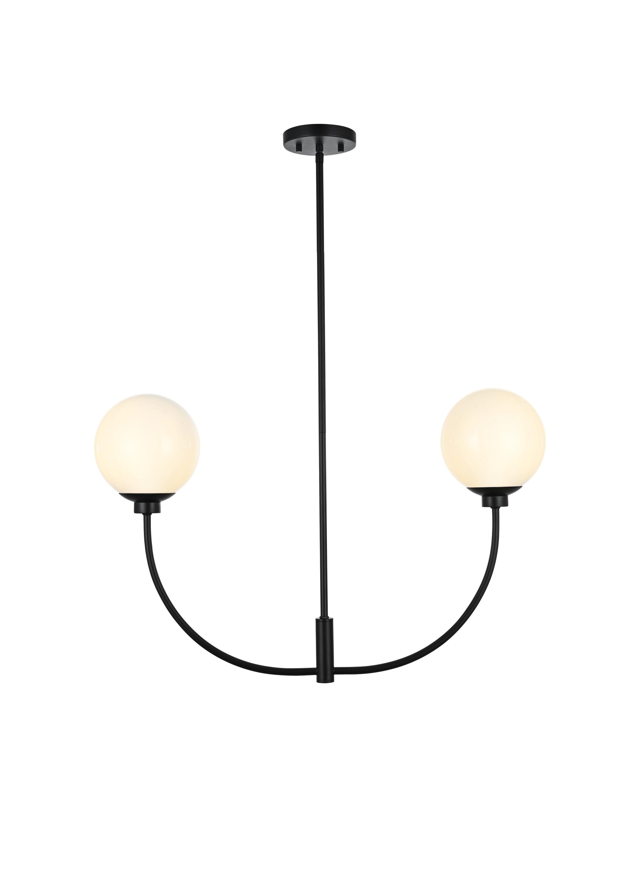 Elegant Decor HFDL2448D30BK Home Furnishing 2 -Light Black Modern/contemporary For Use in Bedrooms, Dining Rooms, Foyers, Kitchens, Living Rooms Chandelier