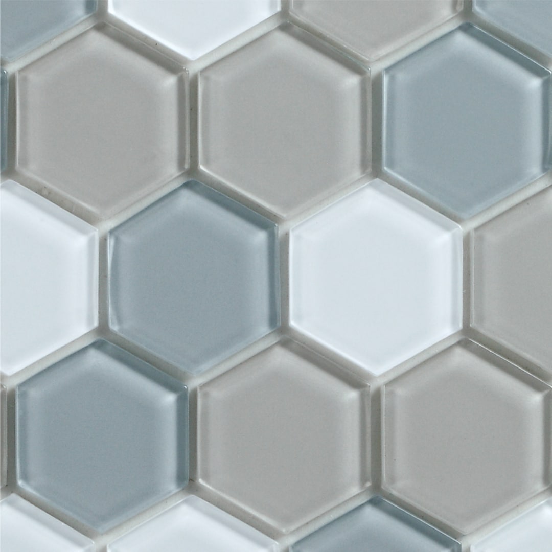 SpeedTiles SAM-IG200AUR549 Sample - Aurora Mixed Colors 4-in x 4-in Glossy Glass Subway Hexagon Wall Tile