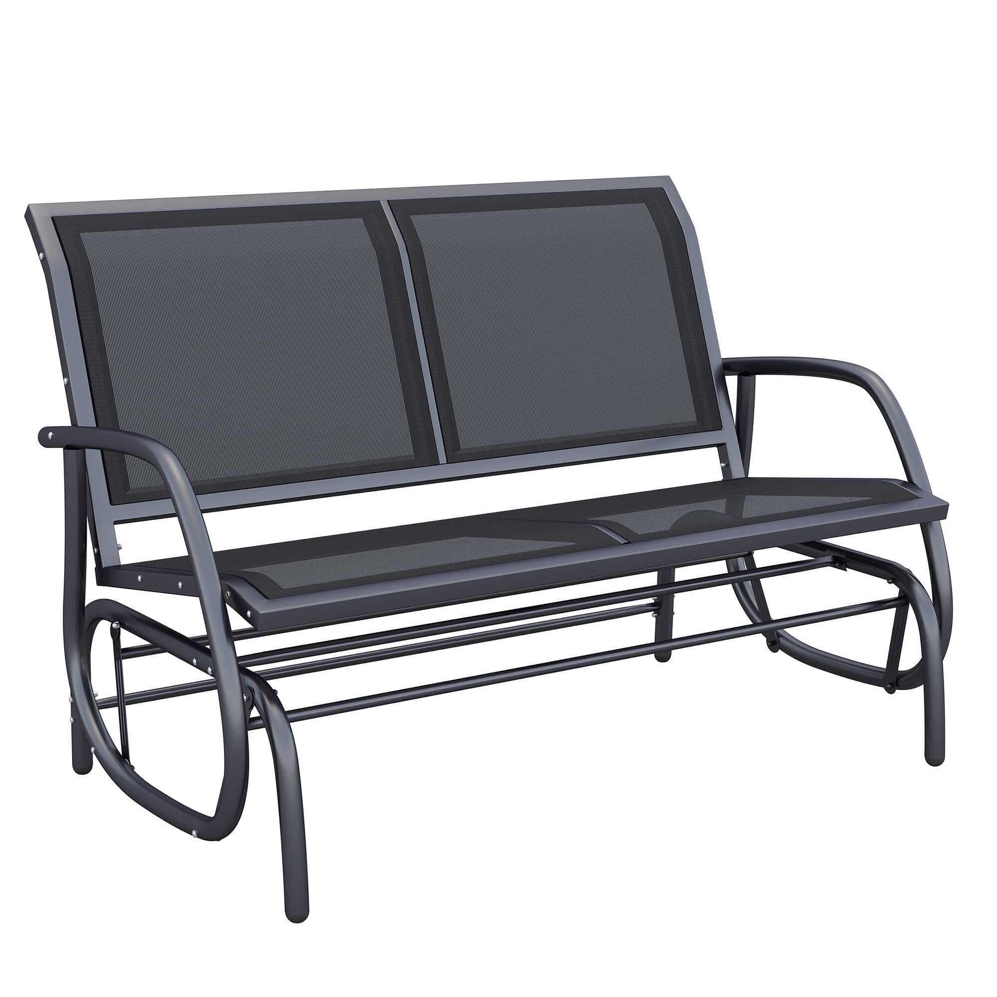 Miki Shinly AB-4326-250JJ Outdoor Patio Benches 47.25-in W x 33.5-in H Black Steel Glider Bench