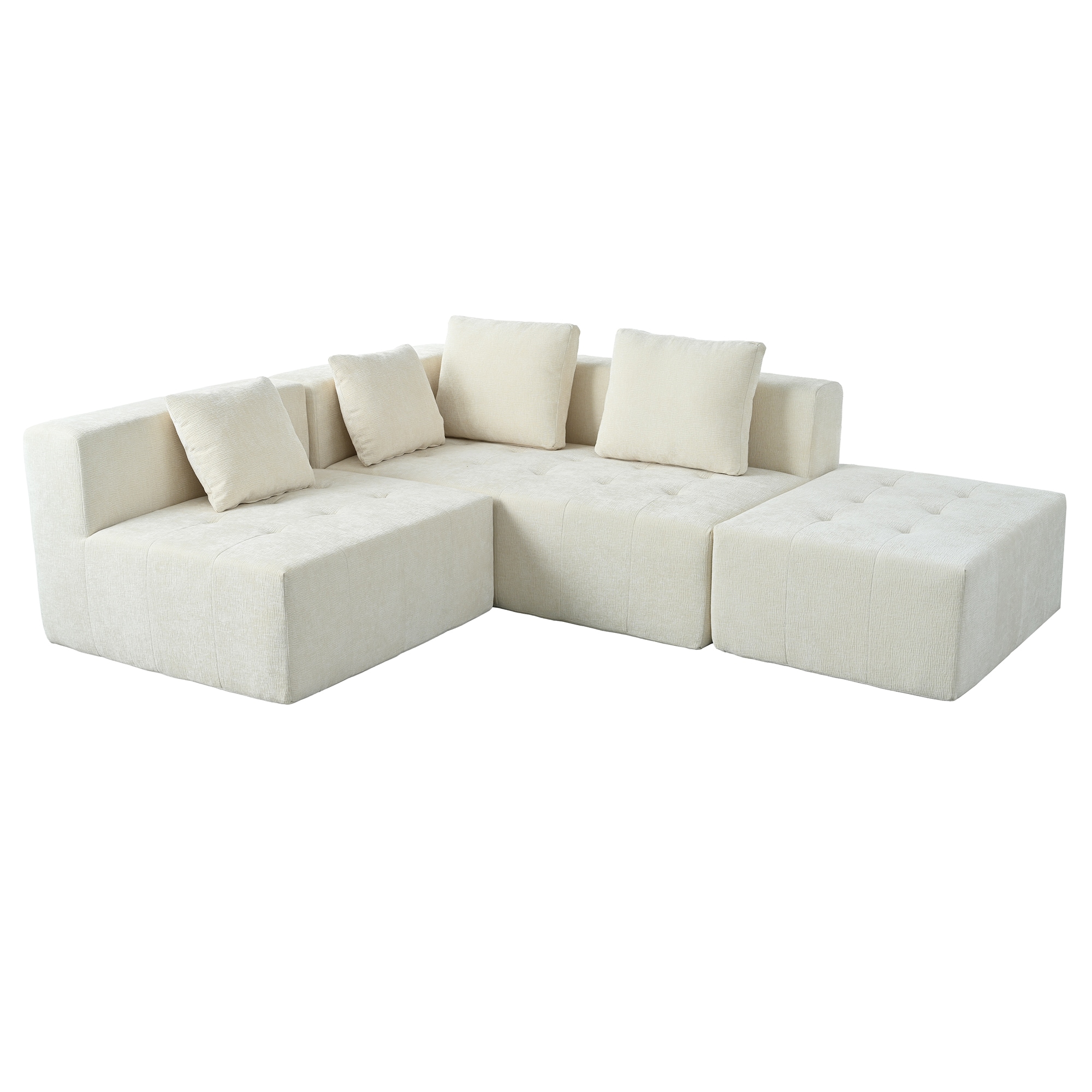 Clihome BH-WY000036EAA 110-in W Modern Beige 3-seater Sofa with Slipcover