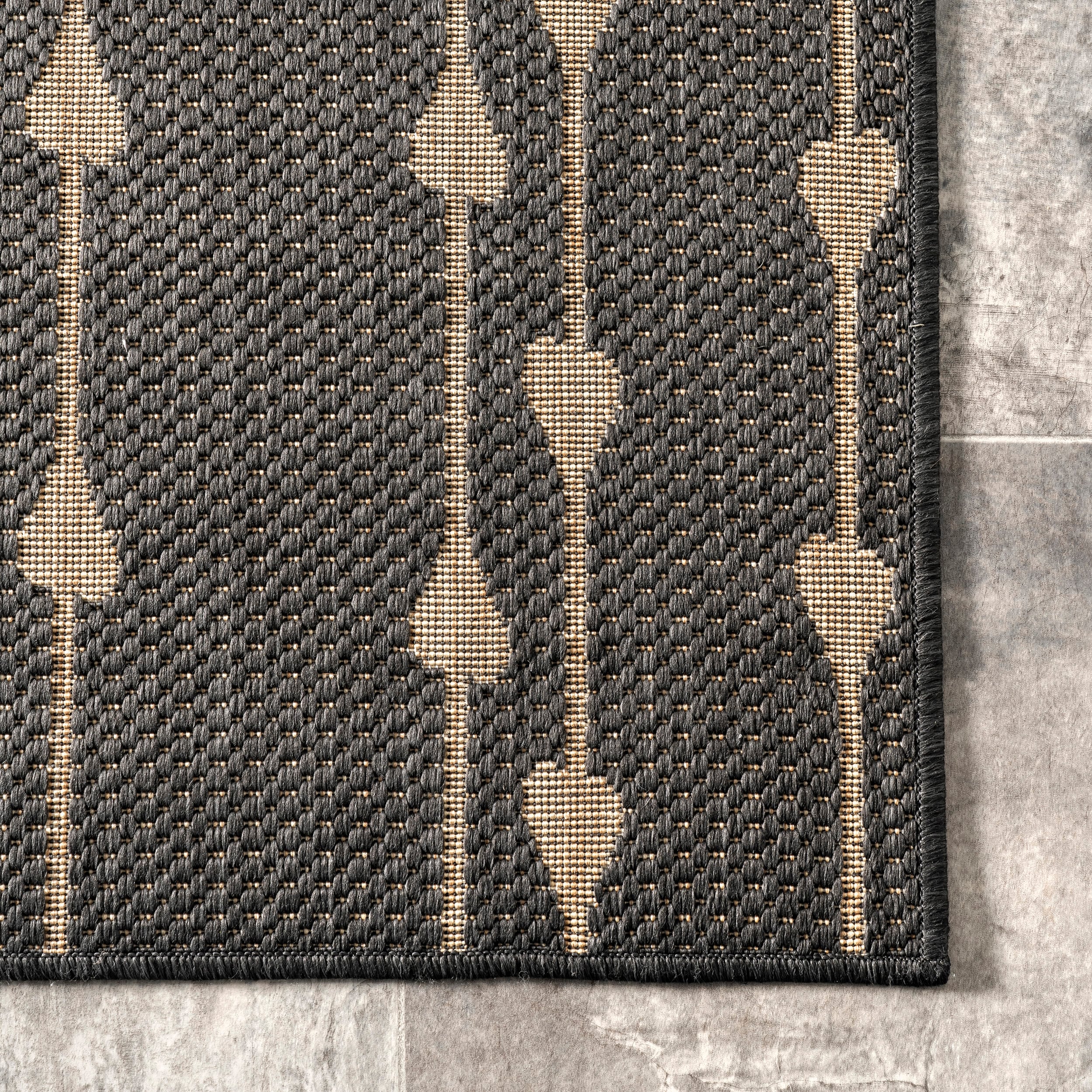 Charcoal Synthetic Reversible Rectangular Indoor/Outdoor Rug