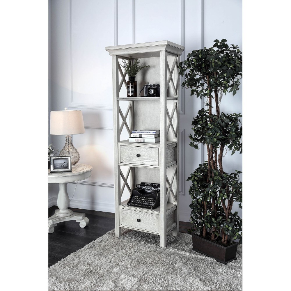 Benzara BM186402 White Contemporary/Modern Wood Media Cabinet