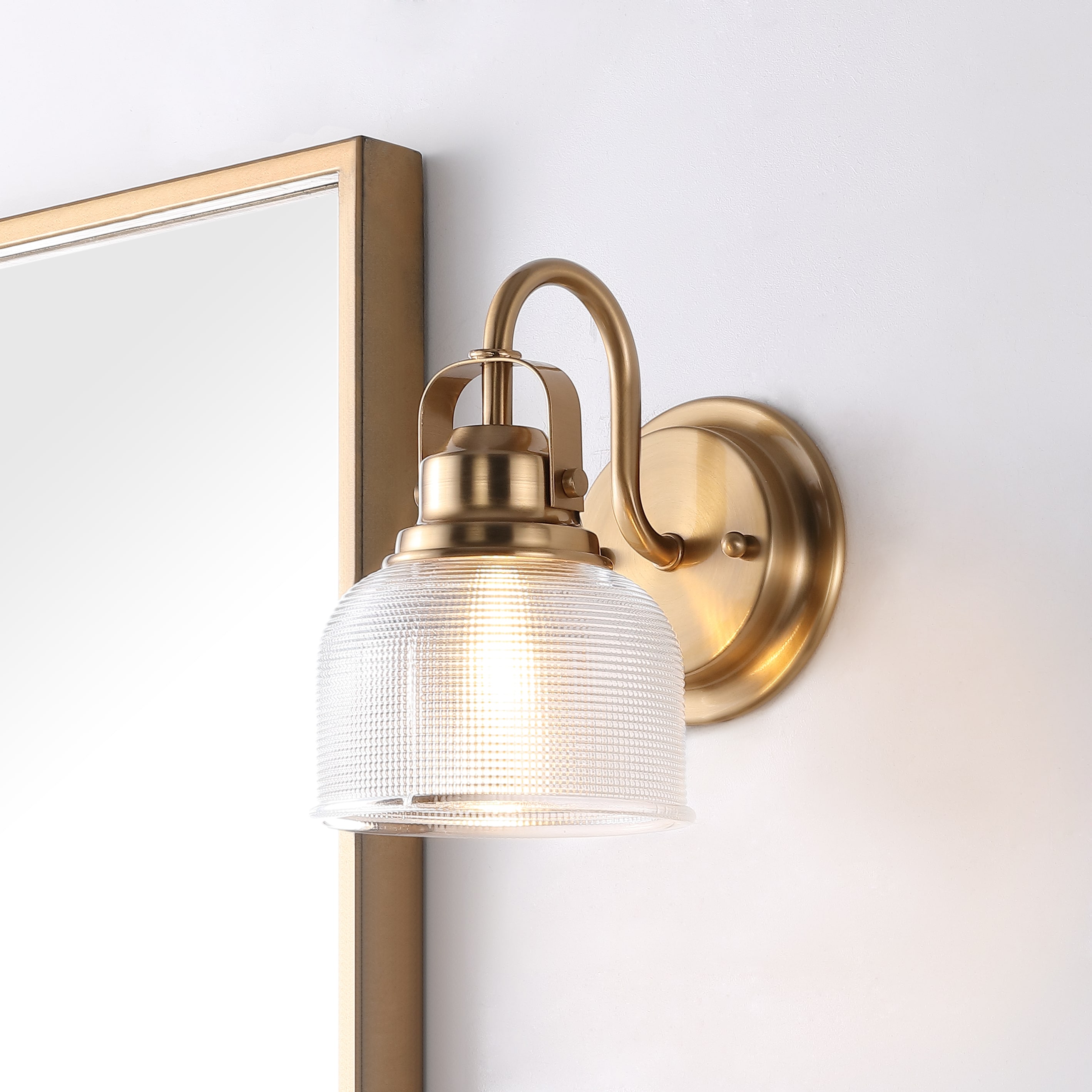 JONATHAN  Y JYL7407B Virginia Metal/Glass Classic 5.75-in 1 -Light Polished Gold Traditional Vanity light