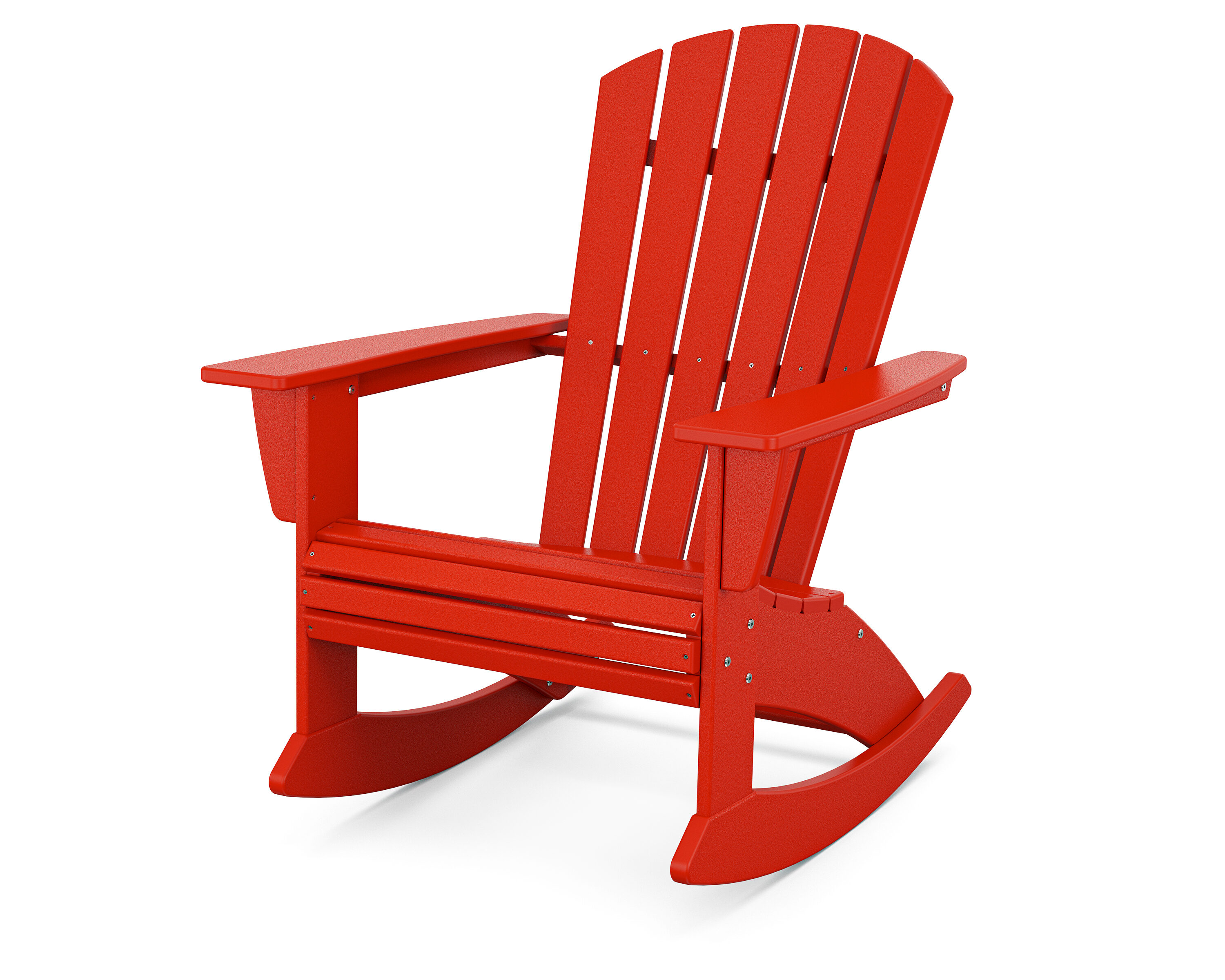 POLYWOOD ADR610SR Nautical Sunset Red Plastic Frame Rocking Chair with Slat Seat