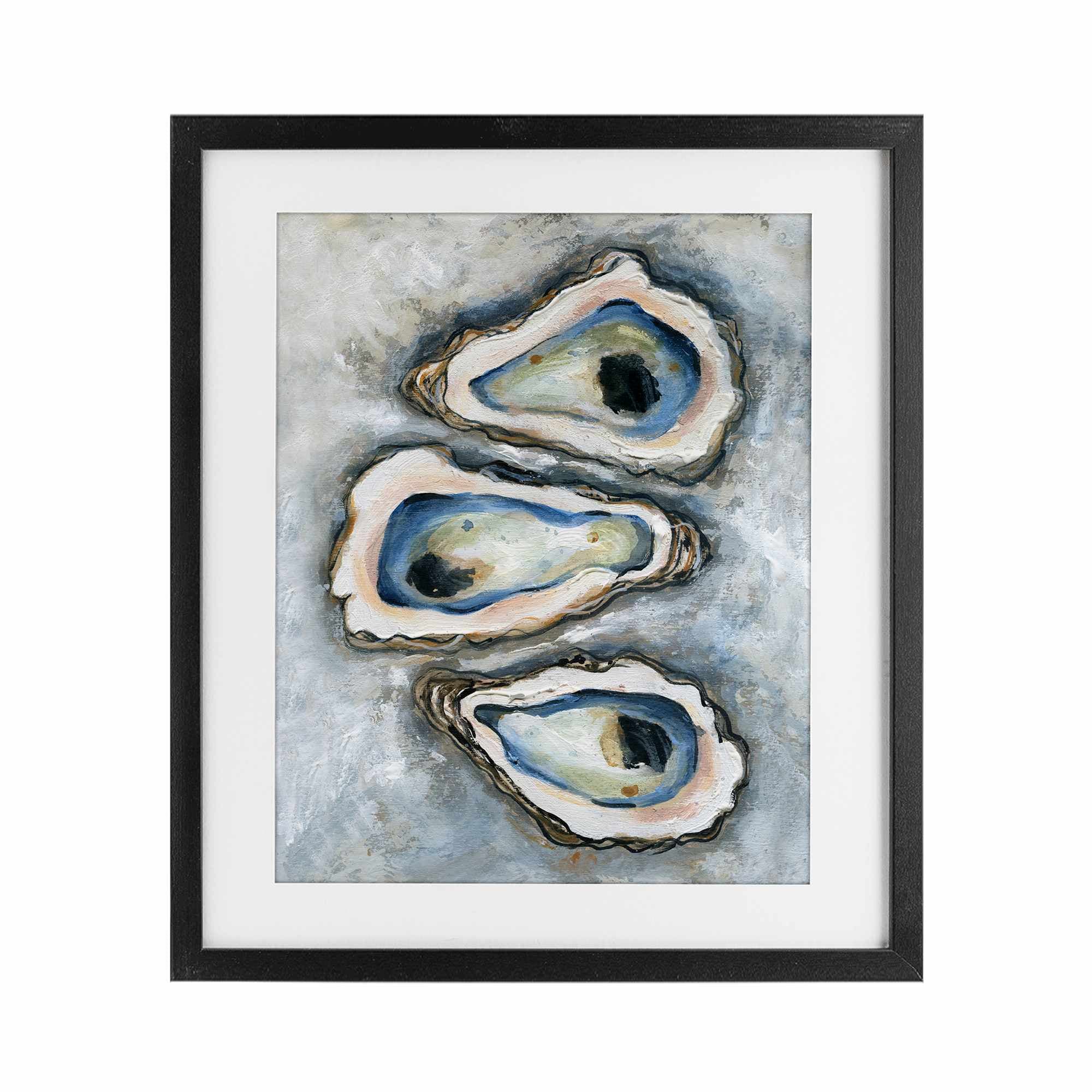 Stupell Industries Oyster Bar Trio Black Framed Print Under Glass 17 x 21