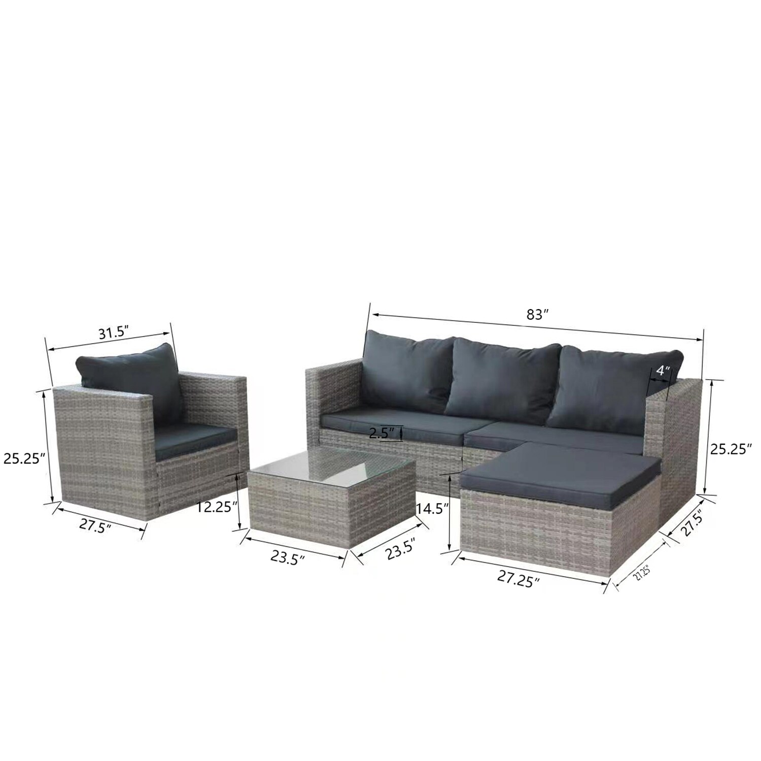SINOFURN SYA690026GY Patio-Conversation-Sets - View #10