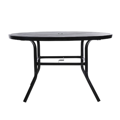 Style Selections Pelham Bay Round Outdoor Dining Table 48 In W X L With Umbrella Hole The Patio Tables Department At Com - What Size Patio Umbrella For A 48 Round Table
