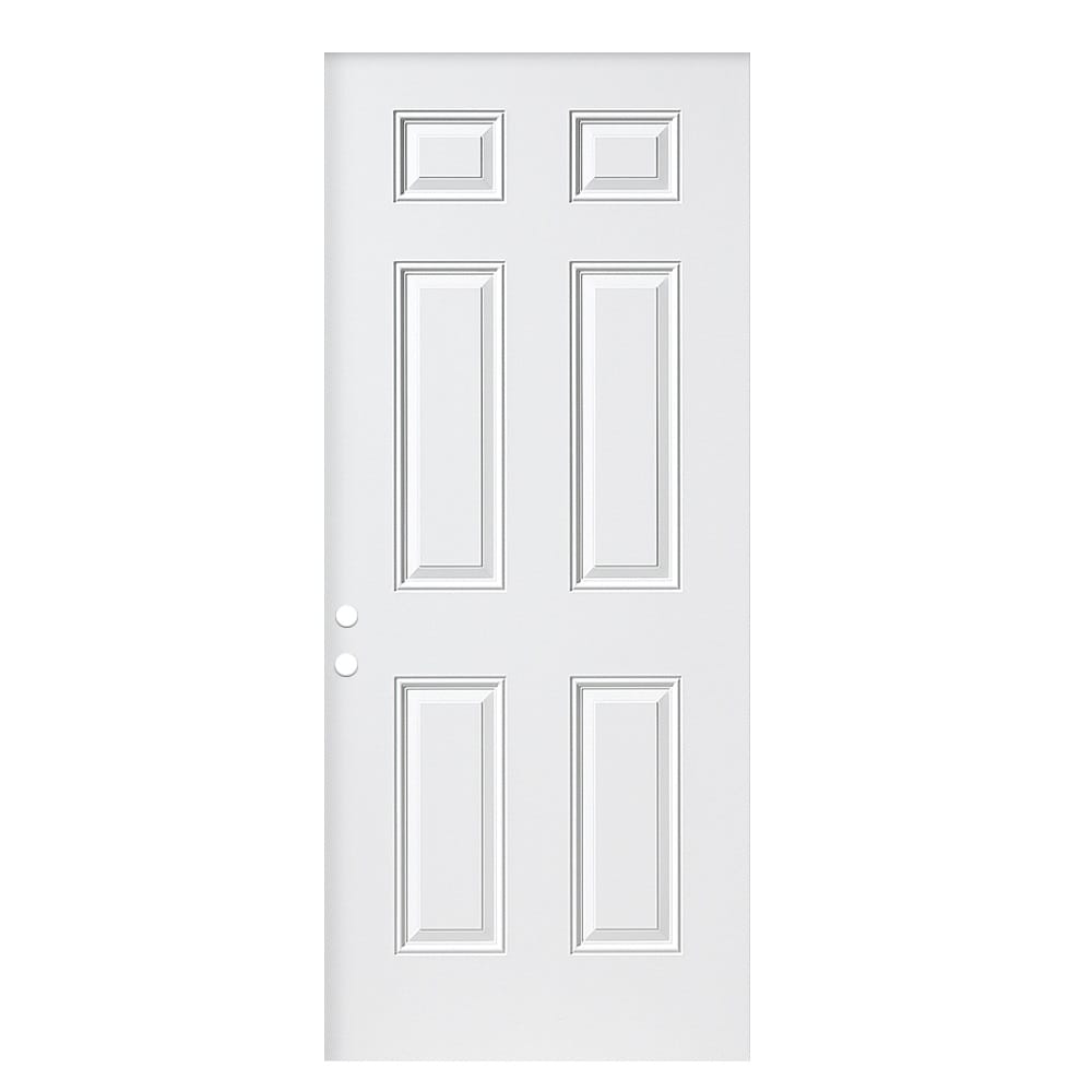 32-in x 80-in Steel Universal Reversible Primed Slab Door Single Front Door Insulating Core in White | - Masonite 740804