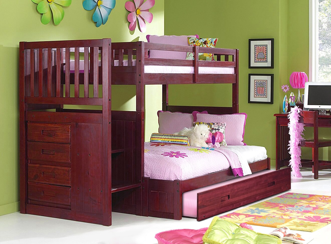 A Furniture Classics 82817TFTRU-22 Rich Merlot Twin over full Bunk Bed