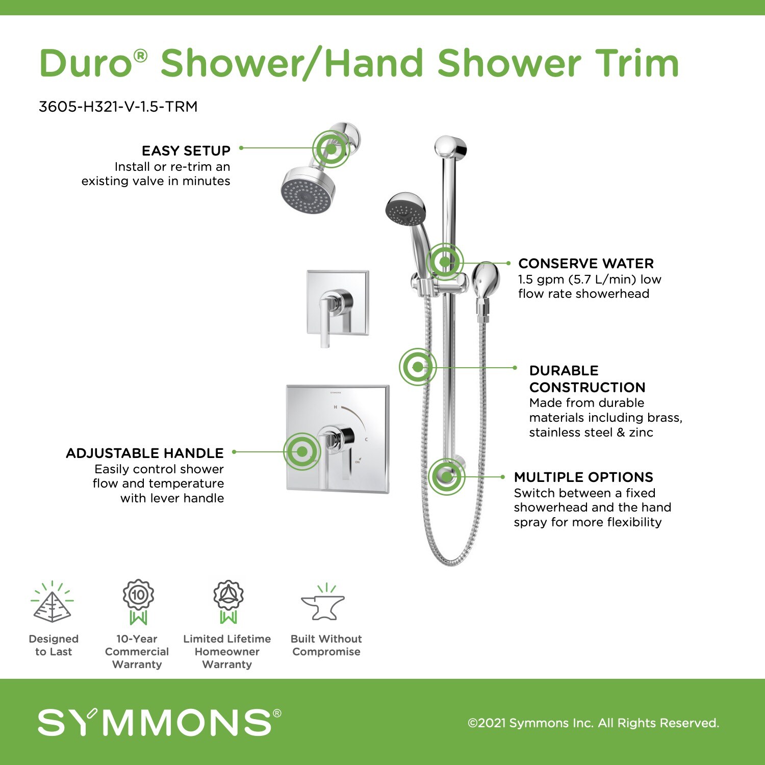 Symmons 3605-H321-V-1.5-TRM Tub-Shower-Faucets - View #3