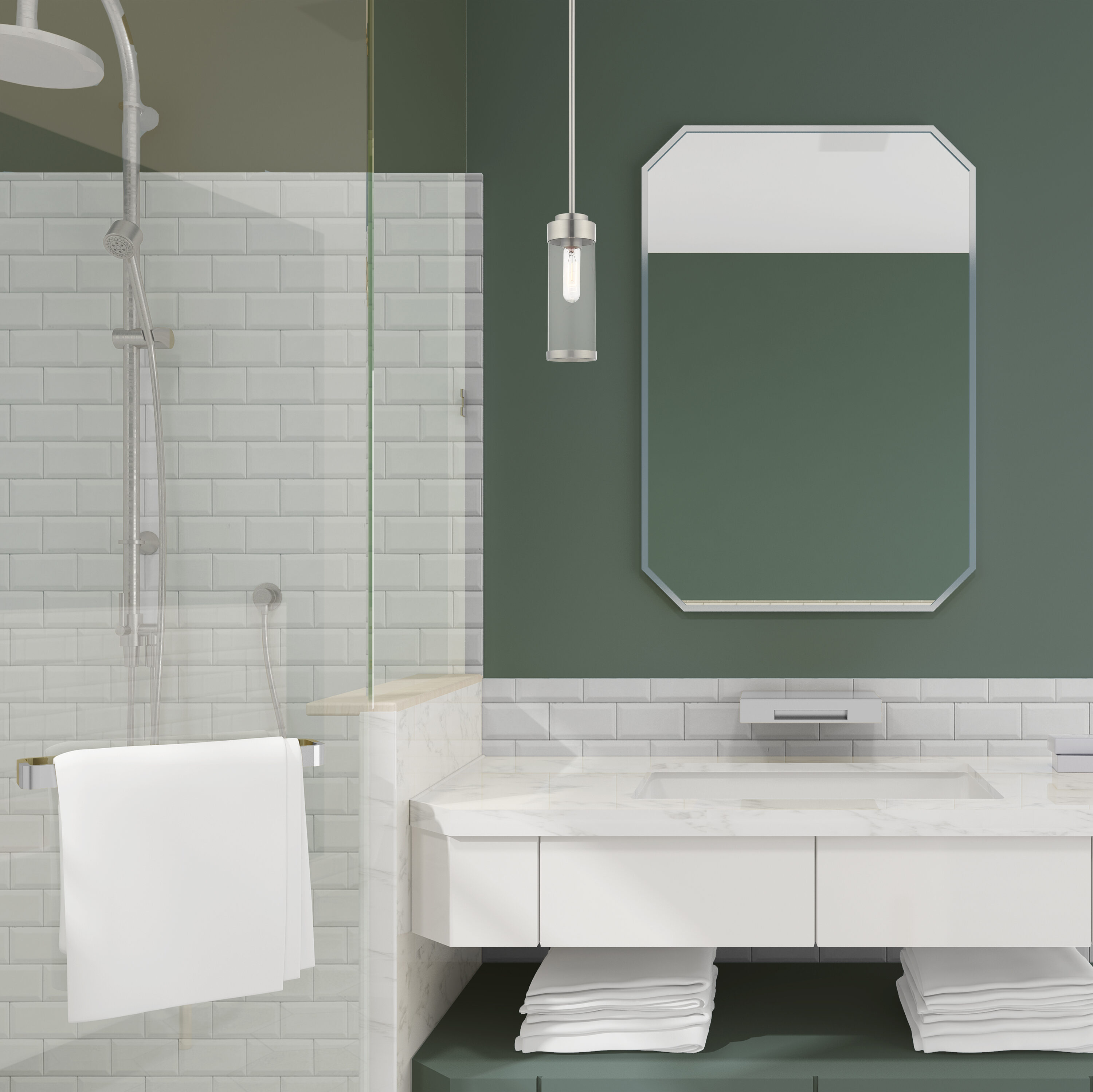Brushed Nickel Mini Pendant with Clear Glass Shade