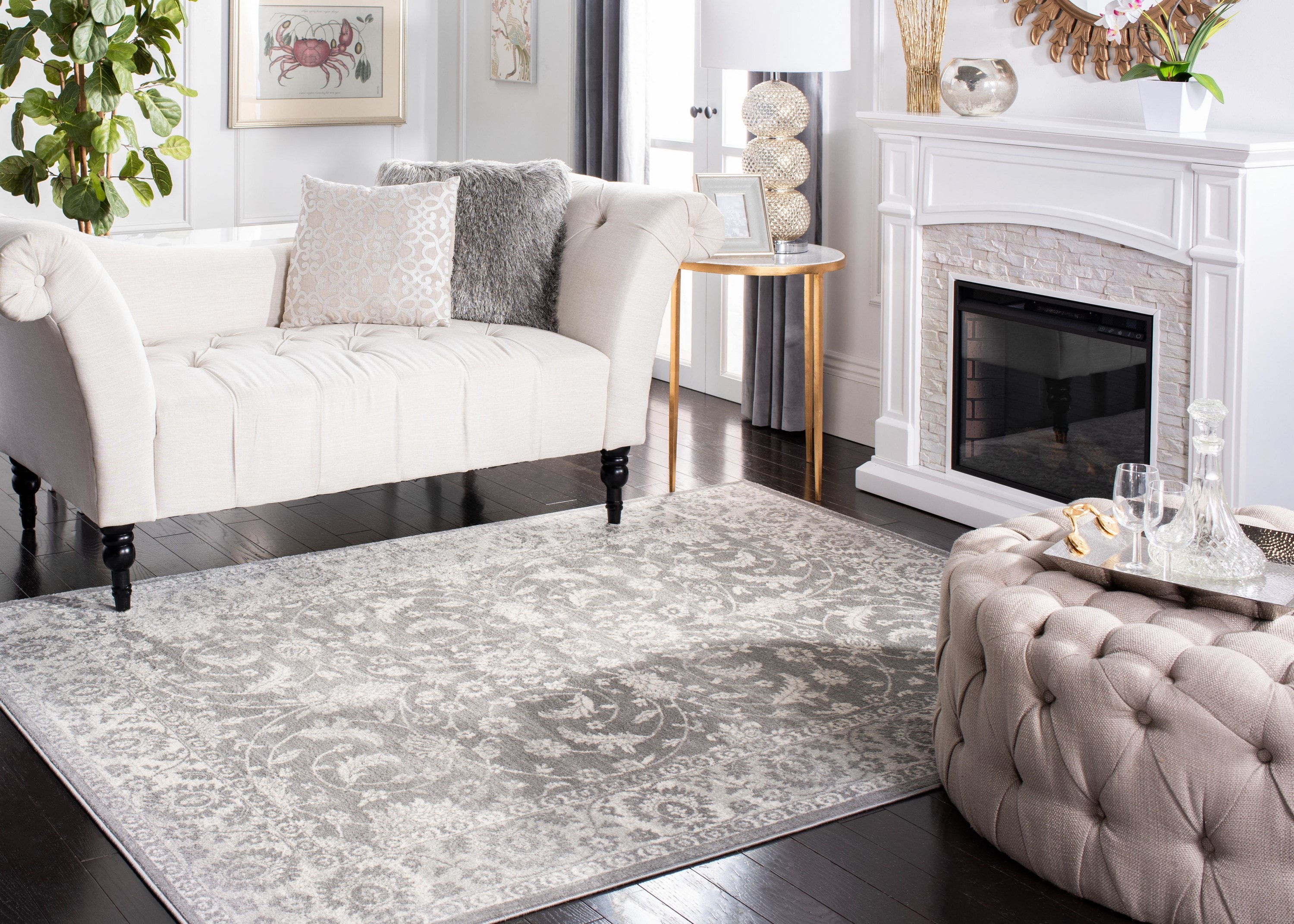 Brentwood 3' Square Gray Synthetic Hand-Knotted Area Rug
