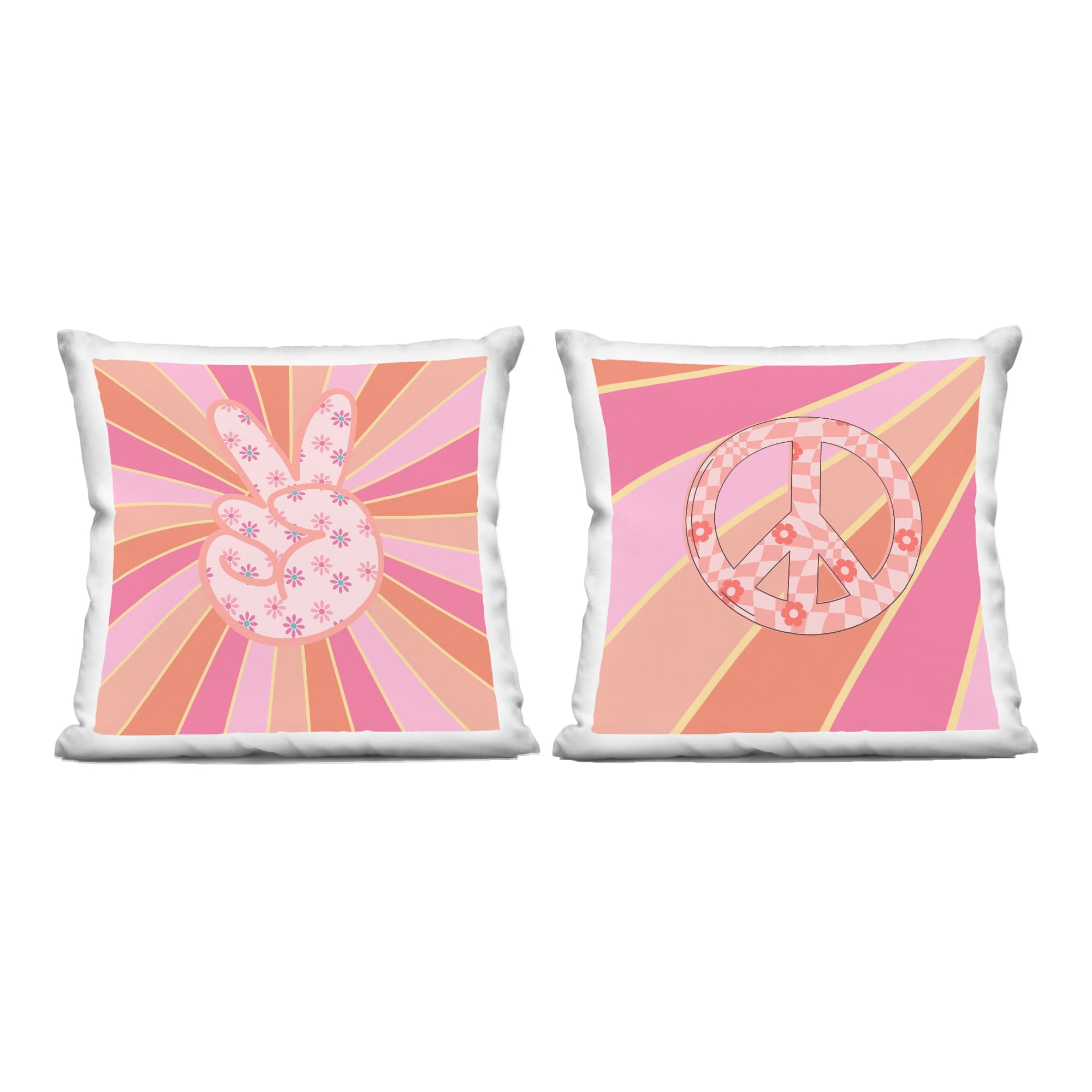 Stupell Industries PL2-873-SQW-2P-18X18 Groovy Peace Symbols 2pc Decorative Printed Pillow Set Design by Jesse Keith