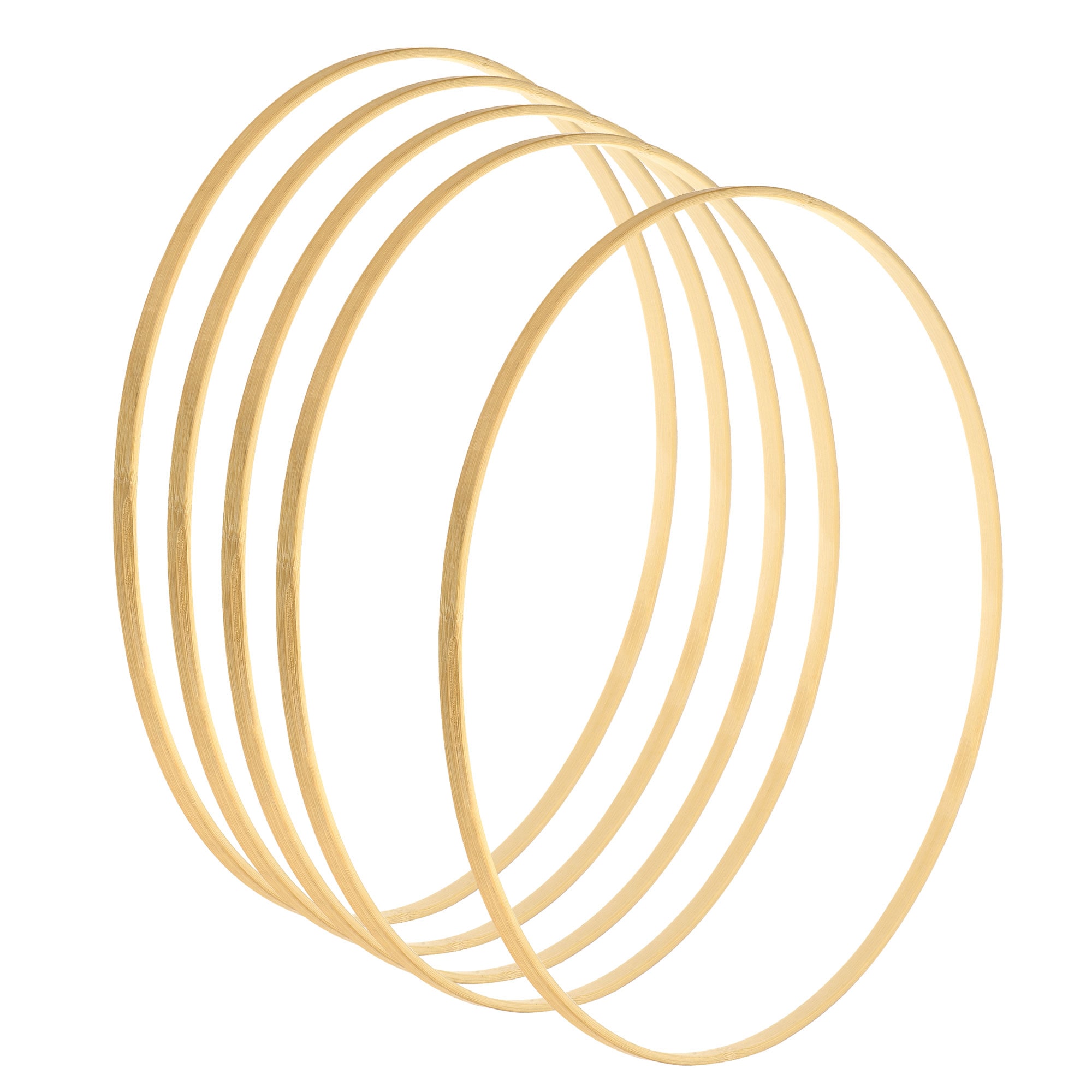 PATIKIL 14.2 Inch Wooden Bamboo Floral Hoop 5Pack Craft Rings for DIY Wedding Wreath Decor Dream Catcher and Hanging Crafts