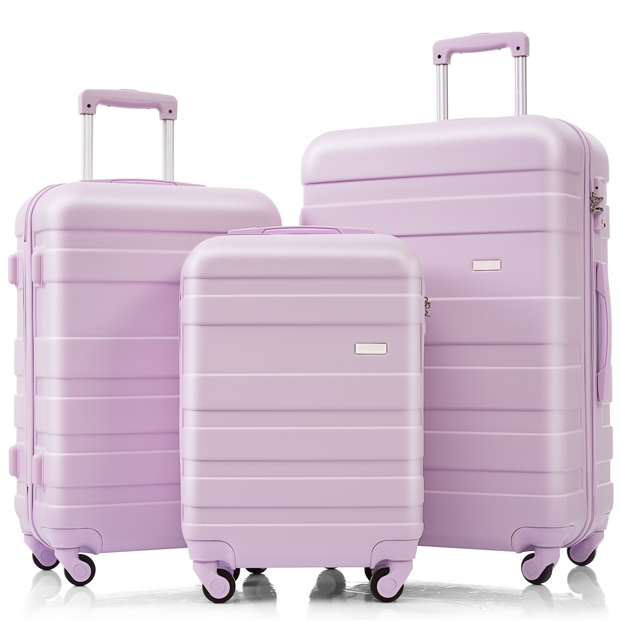 Bybafun YD9600003 25.5x18.5x11.6IN Purple Plastic Hardshell Suitcase set 3 -Bag